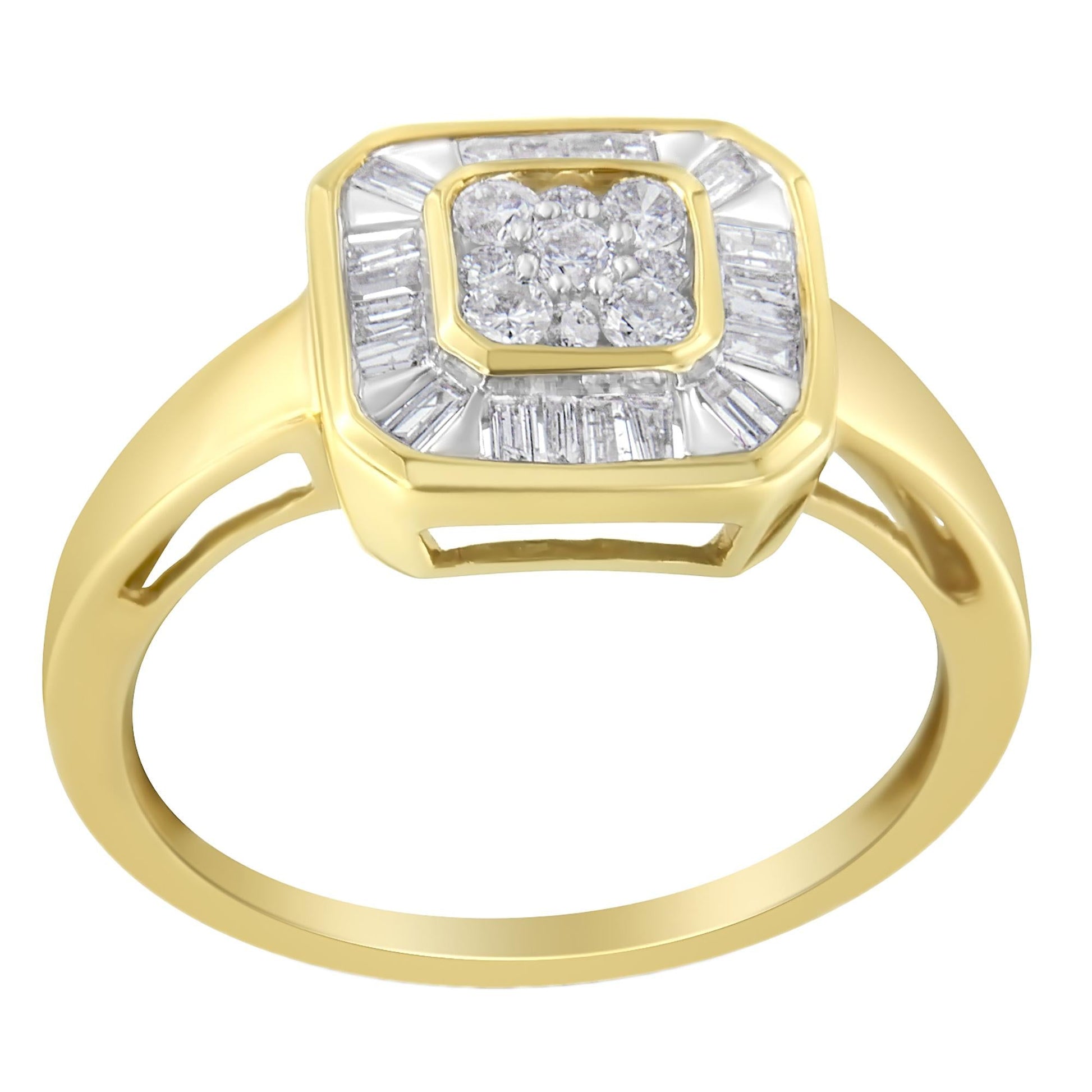 10K Yellow Gold Diamond Cocktail Ring (1/2 Cttw I-J Color SI2-I1 Clarity)