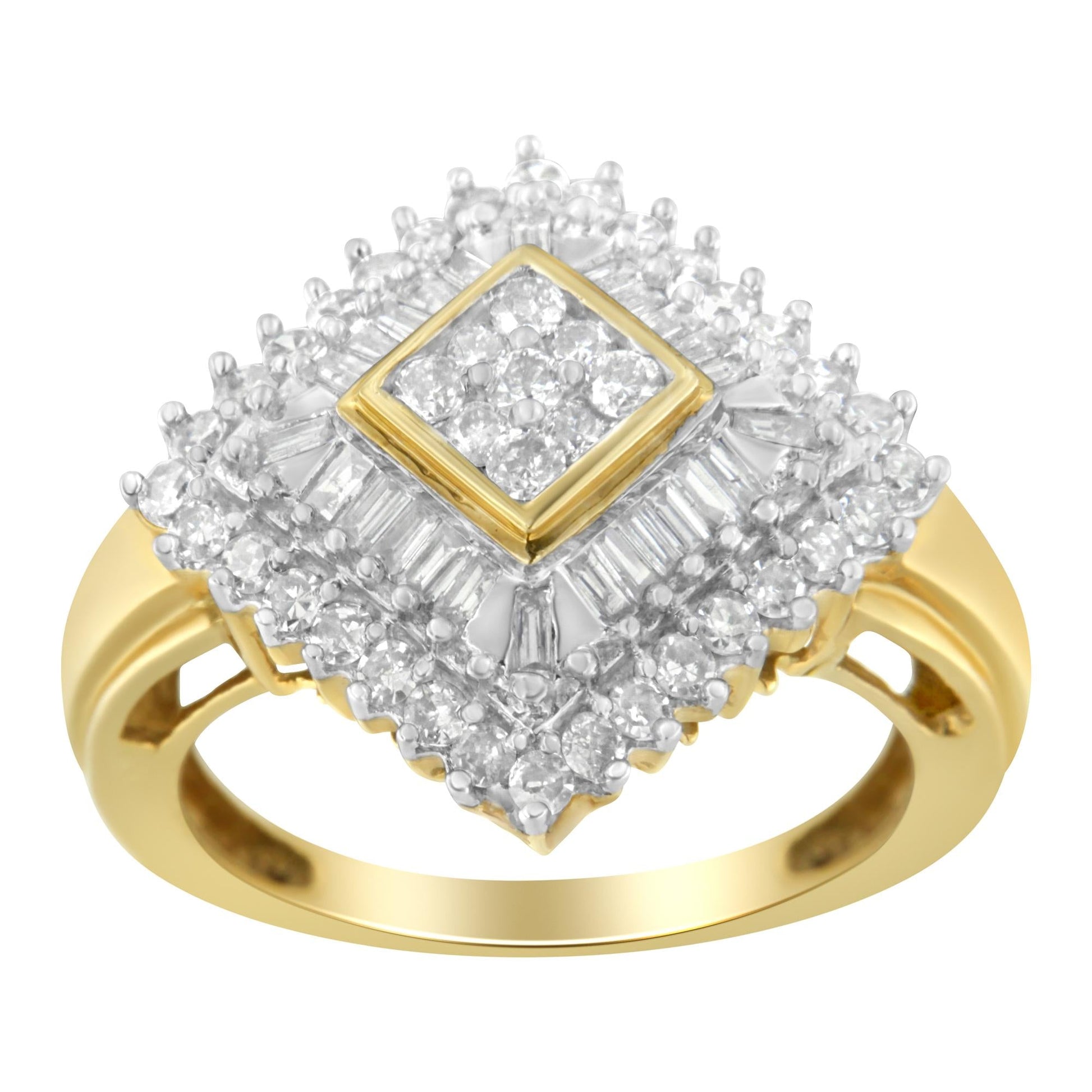 10K Yellow Gold Diamond Ballerina Ring (1 Cttw I-J Color I1-I2 Clarity)