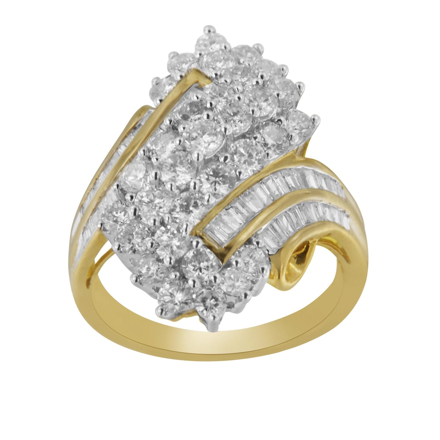 10kt Yellow Gold Diamond Cluster Ring (2 5/8 cttw H-I Color SI2-I1 Clarity) - 7