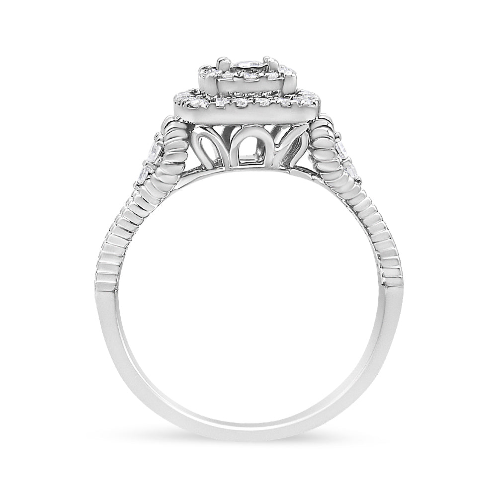 .925 Sterling Silver 1/3 Cttw Miracle Set Round-Cut Diamond Cocktail Ring (H-I