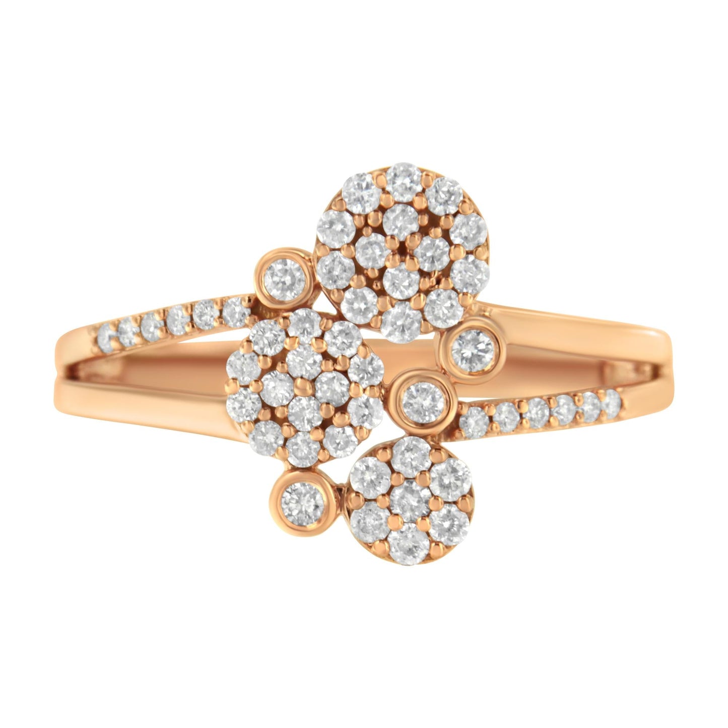 14K Rose Gold Plated.925 Sterling Silver 1/2 Cttw Diamond Scatter Composite