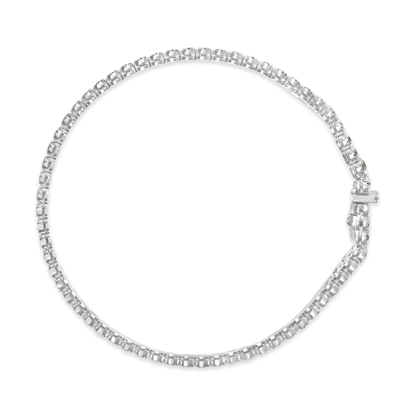 18K White Gold 5.00 Cttw Natural Diamond 3 Row Link Tennis Bracelet (G-H Color