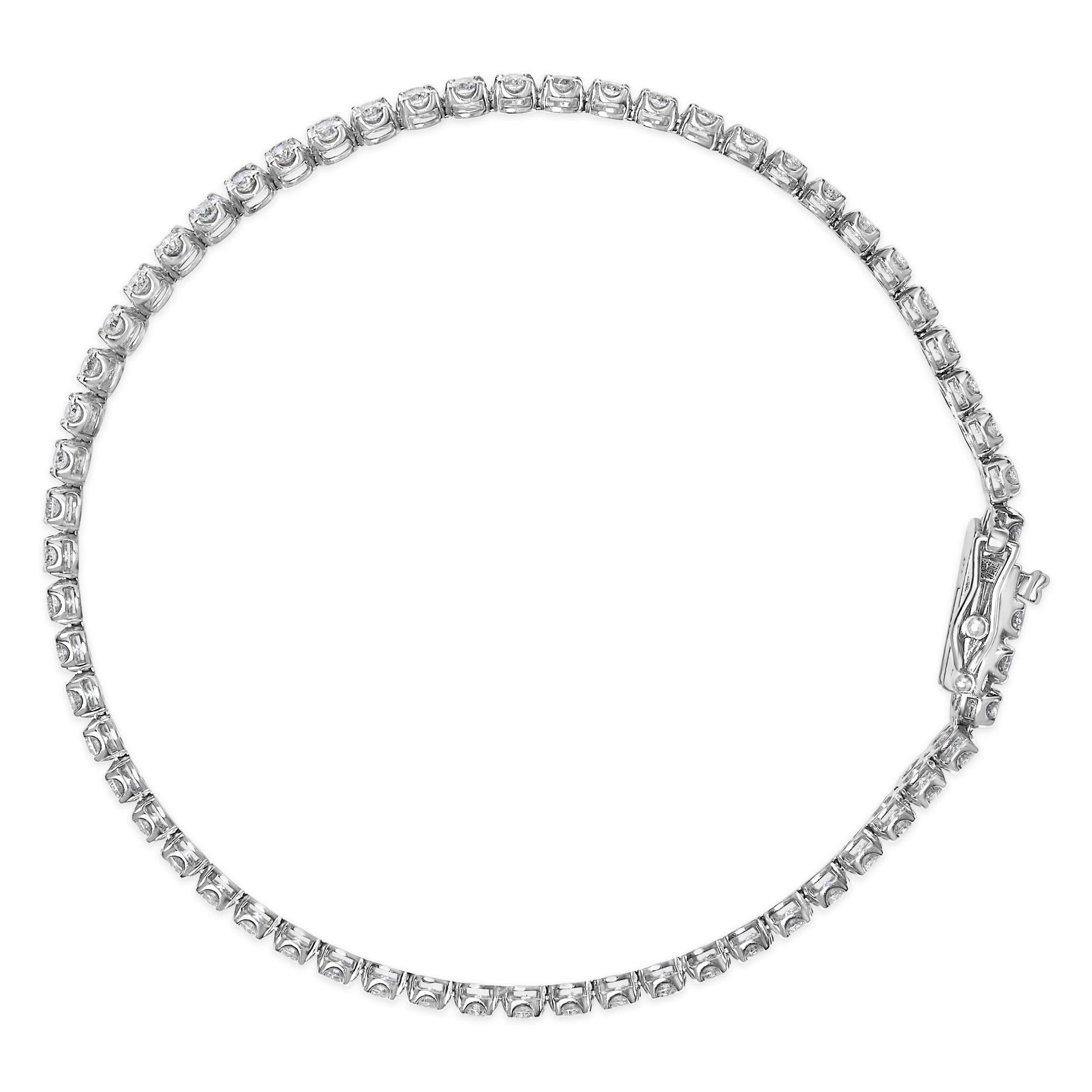 18K White Gold 5 3/5 Cttw Natural Diamond Double Row Link Tennis Bracelet (G-H