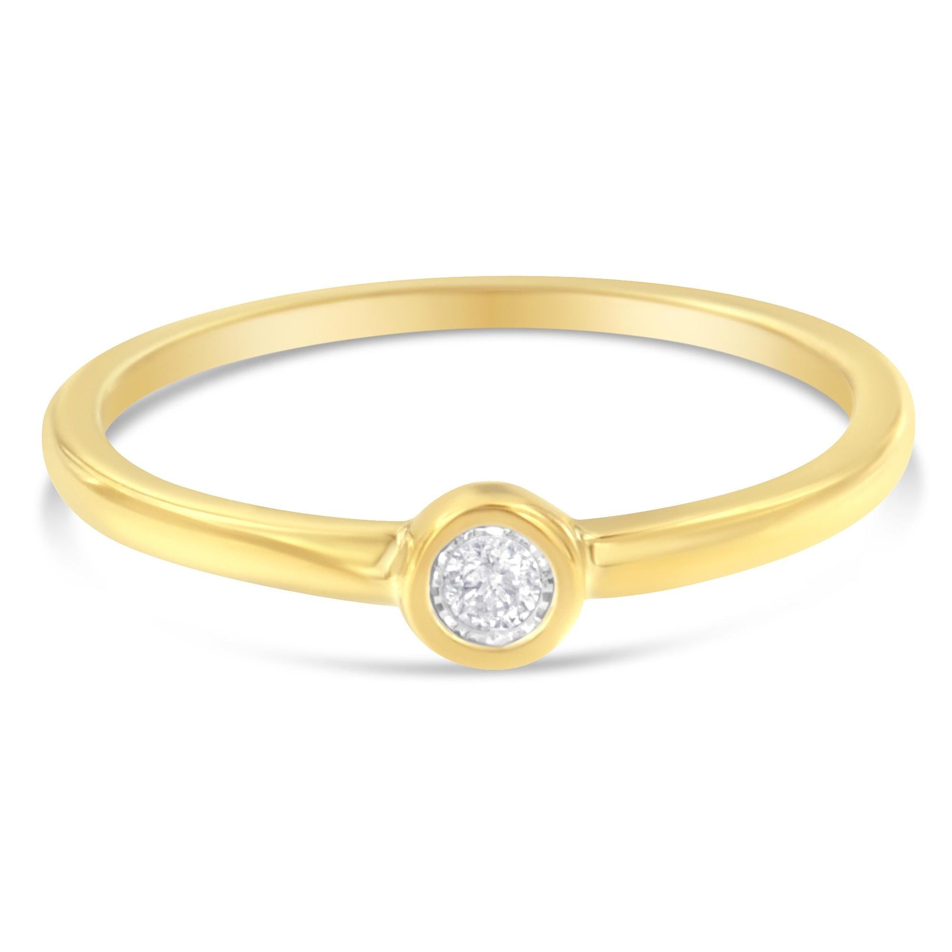 14K Yellow Gold Plated.925 Sterling Silver Miracle Set Diamond Ring (1/20 Cttw