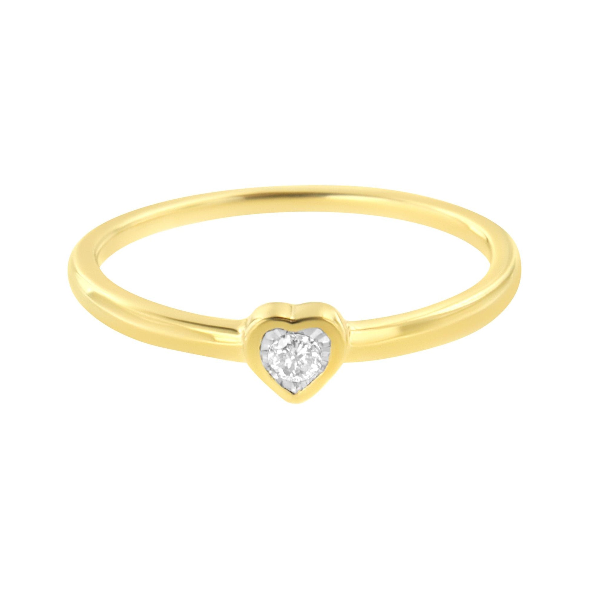 14K Yellow Gold Plated.925 Sterling Silver Miracle Set Diamond Accent Heart