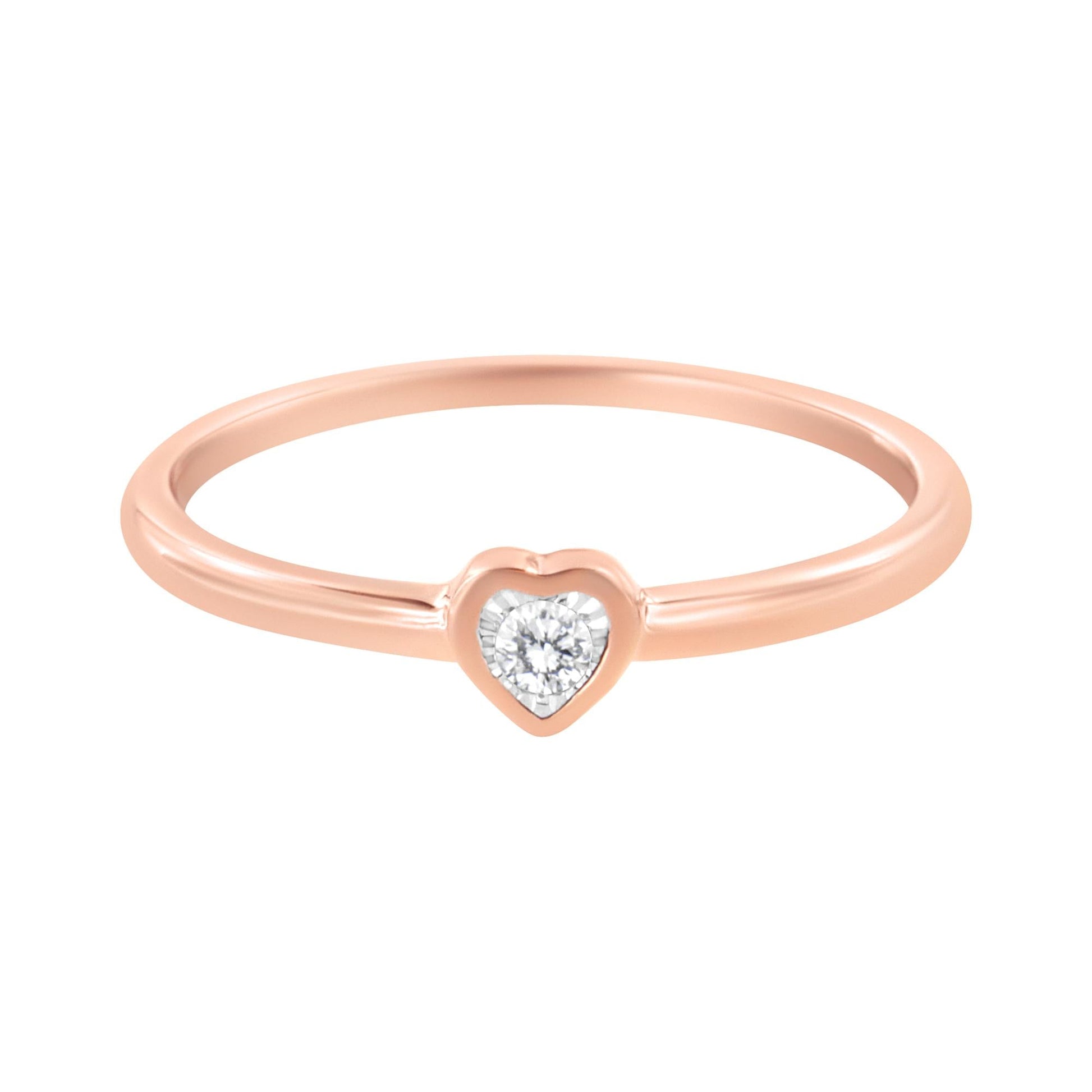 14K Rose Gold Plated.925 Sterling Silver Miracle Set Diamond Accent Heart