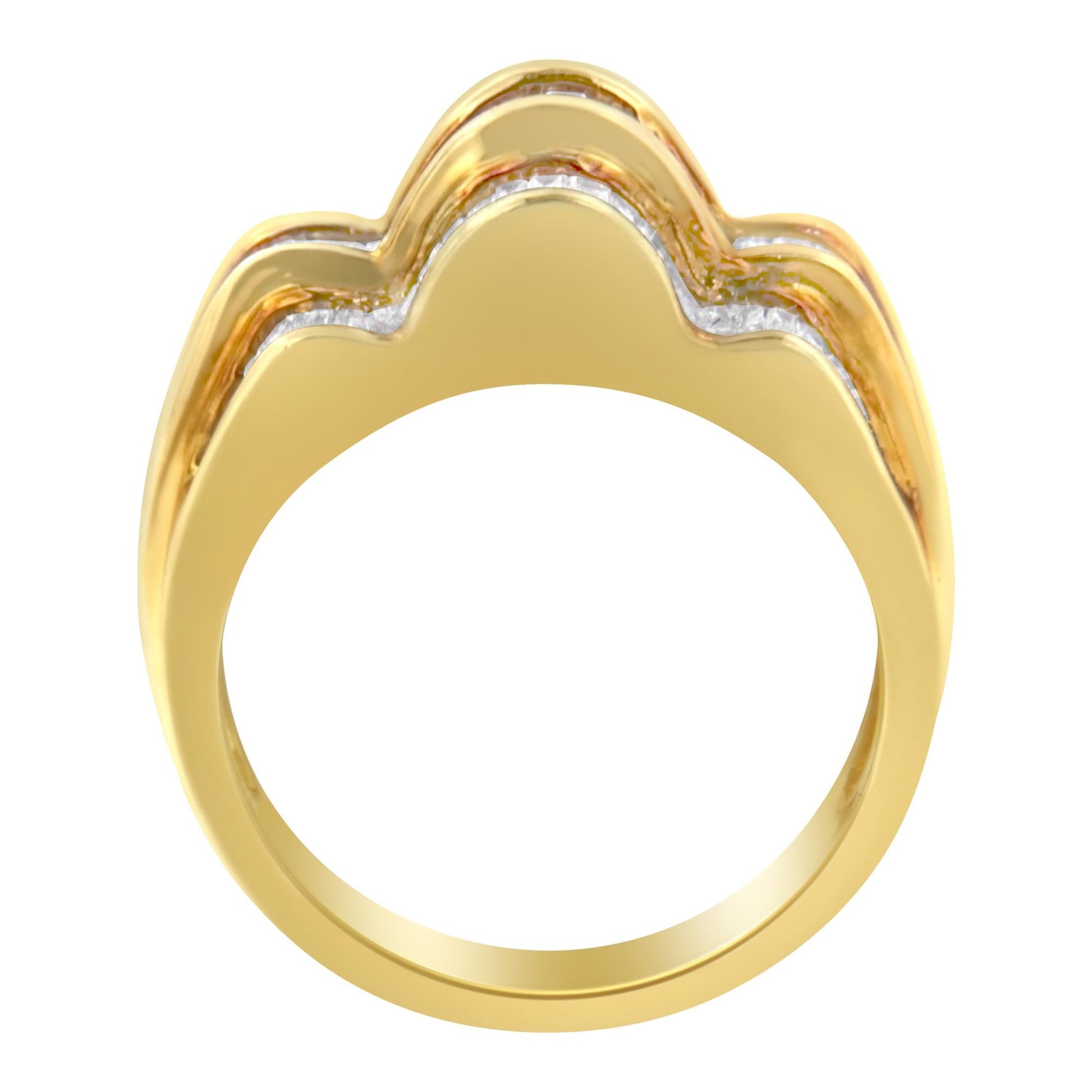 14KT Yellow Gold Diamond Multi-Row Band Ring (1 1/4 cttw H-I Color SI1-SI2