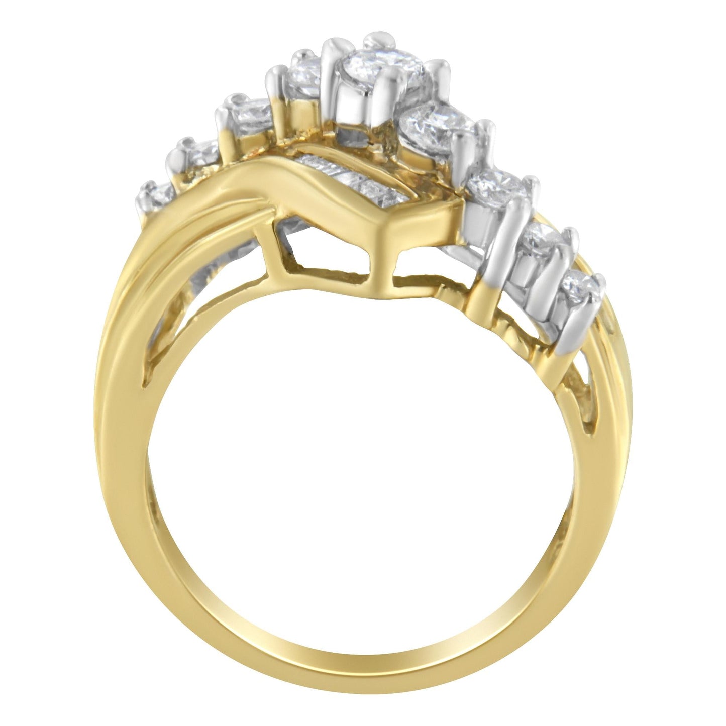 10K Two-Toned Diamond Bypass Ring (1 Cttw H-I Color SI2-I1 Clarity)