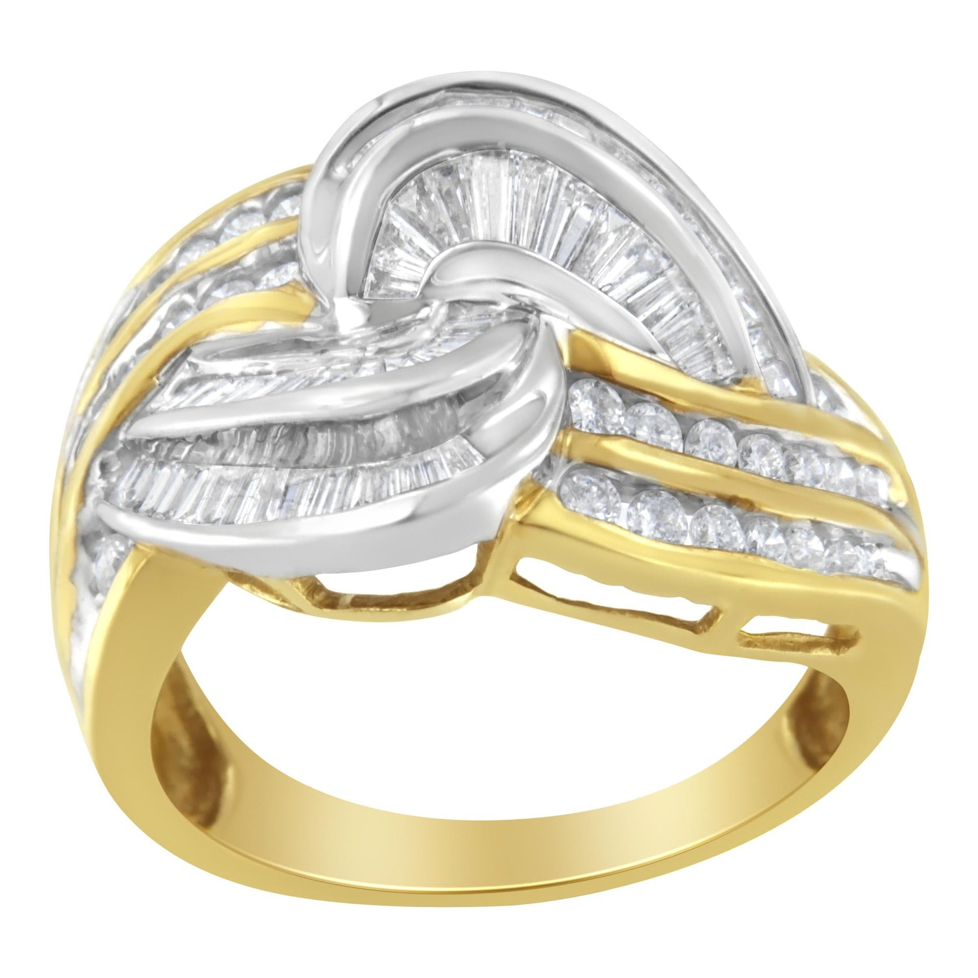 10KT Two-Toned Gold Diamond Bypass Ring (1 cttw H-I Color SI1-SI2 Clarity) - 7