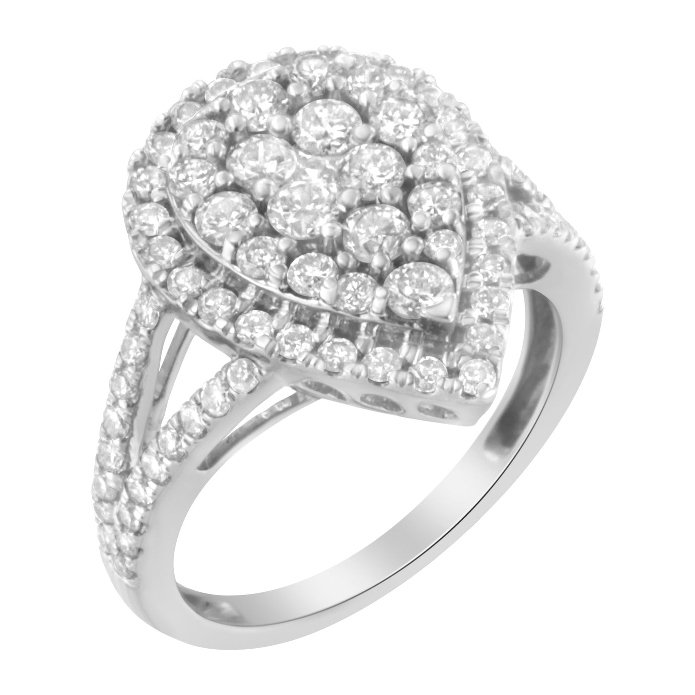 .925 Sterling Silver Diamond Cluster Ring (1 1/2 Cttw H-I Color I1-I2 Clarity)