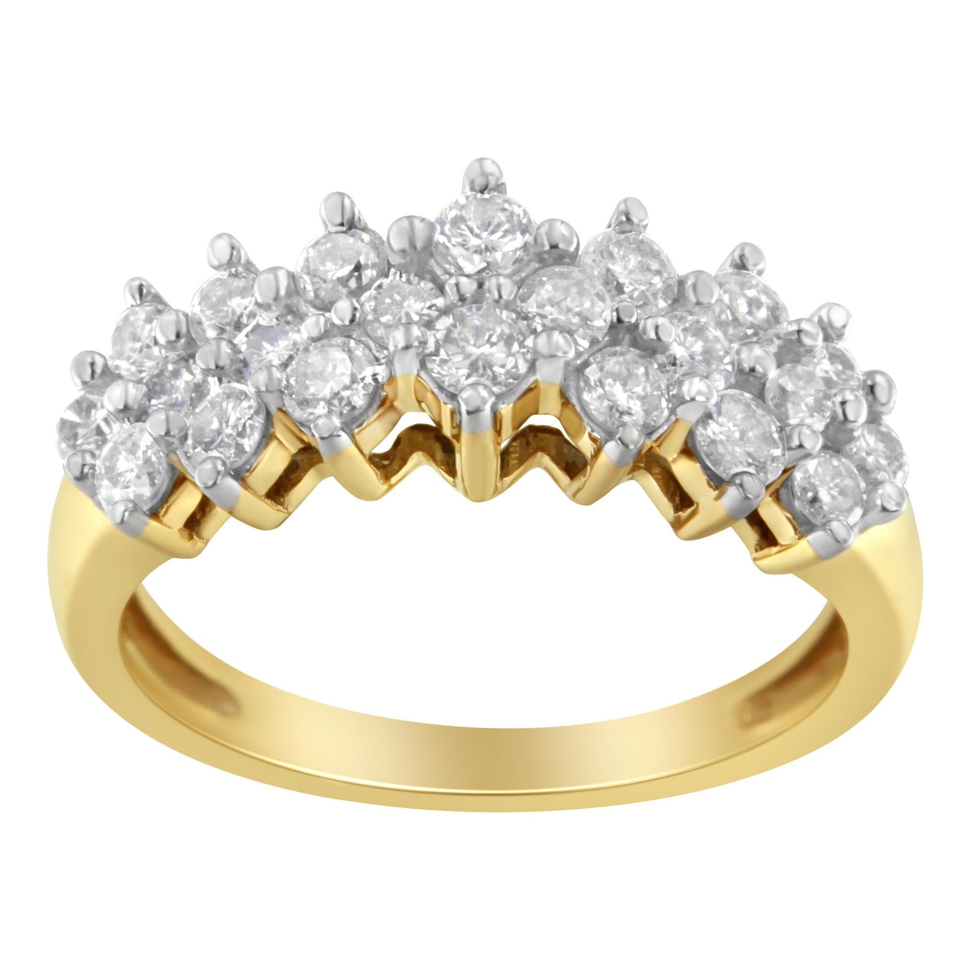 10K Yellow Gold Round Diamond Ring (1 cttw J-K Color I1-I2 Clarity) - 7