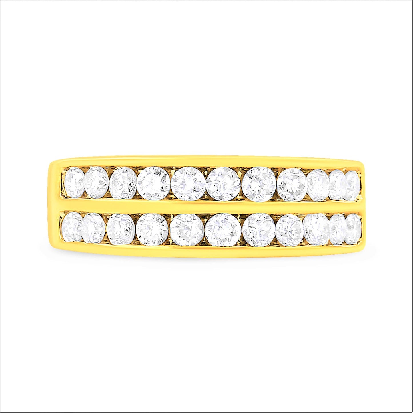 10K Yellow Gold Two-Row Diamond Band Ring (1 Cttw J-K Color I1-I2 Clarity)