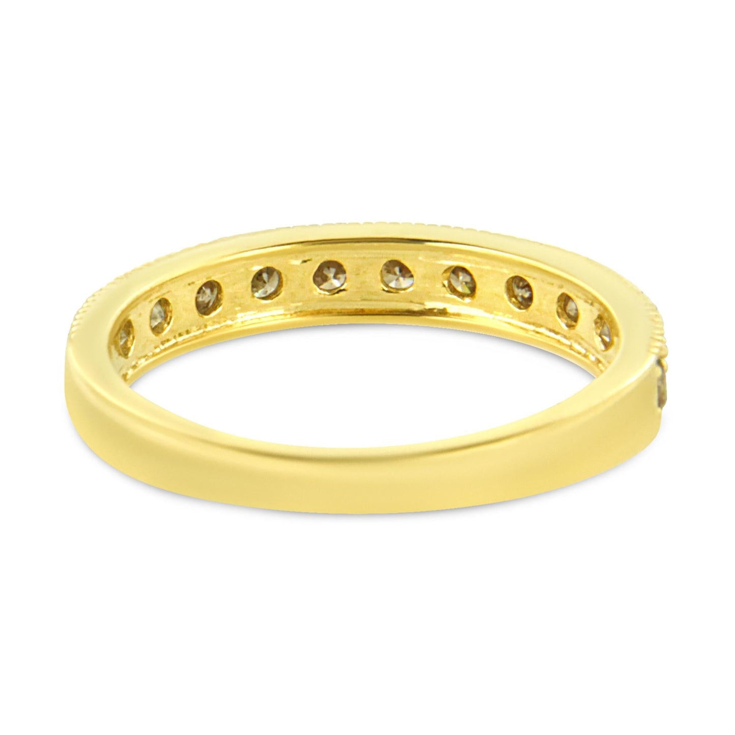 IGI Certified 1/2 Cttw Diamond 10K Yellow Gold Prong Set Beaded Milgrain Band