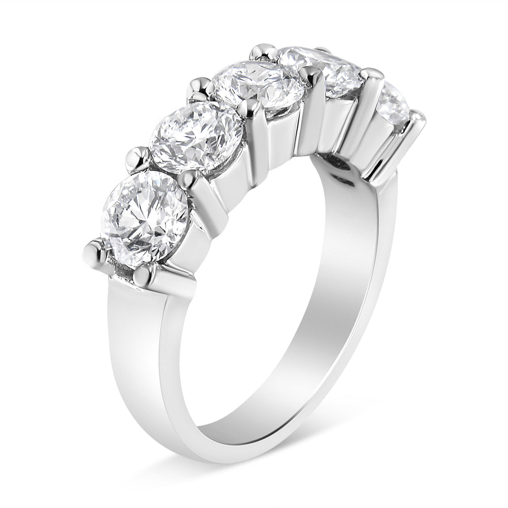 14K White Gold 3.0 Cttw Lab Grown Diamond Shared Prong Set 5 Stone Anniversary