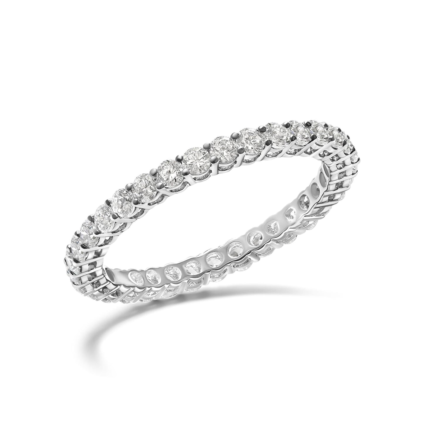 14K White Gold 1.00 Cttw Lab-Grown Diamond Shared Prong Set Eternity Band Ring