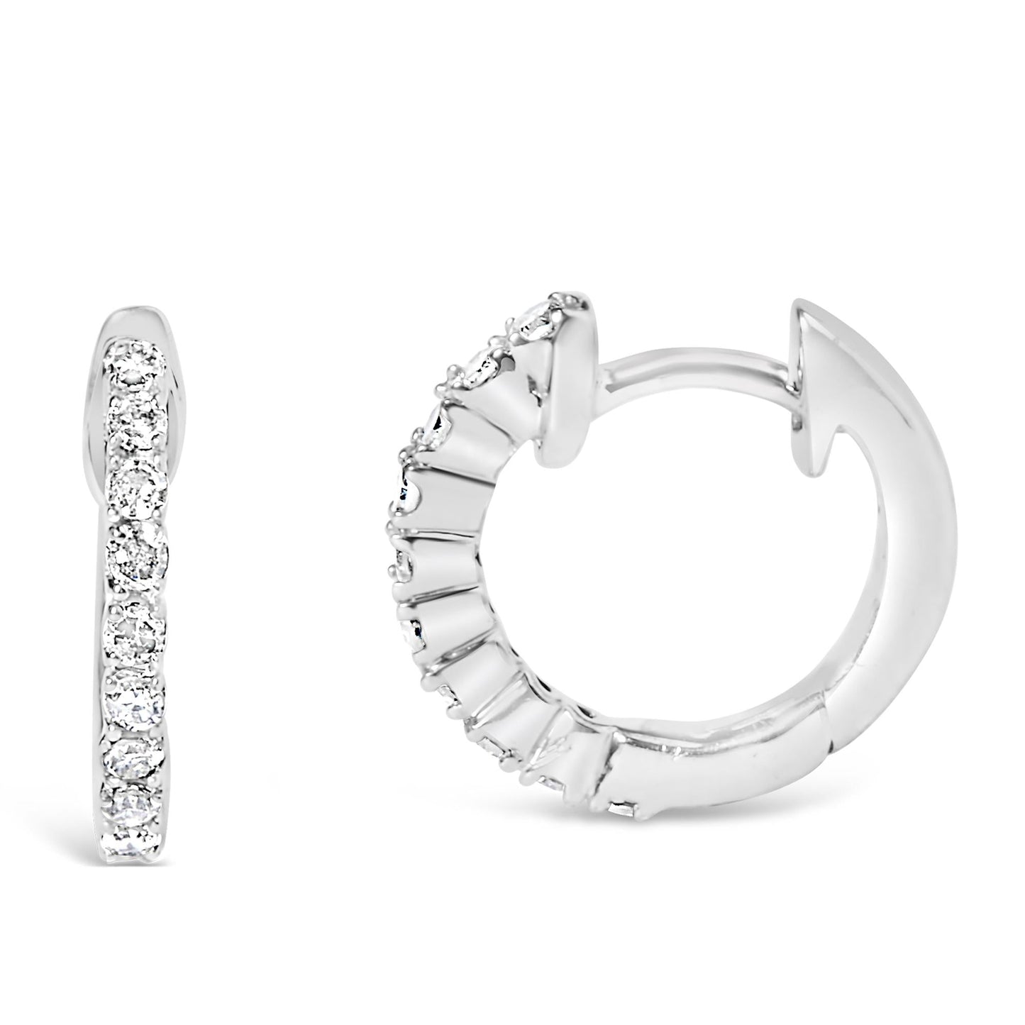 .925 Sterling Silver 1/6 Cttw Diamond Petite Hoop Earrings (I-J Color I2-I3