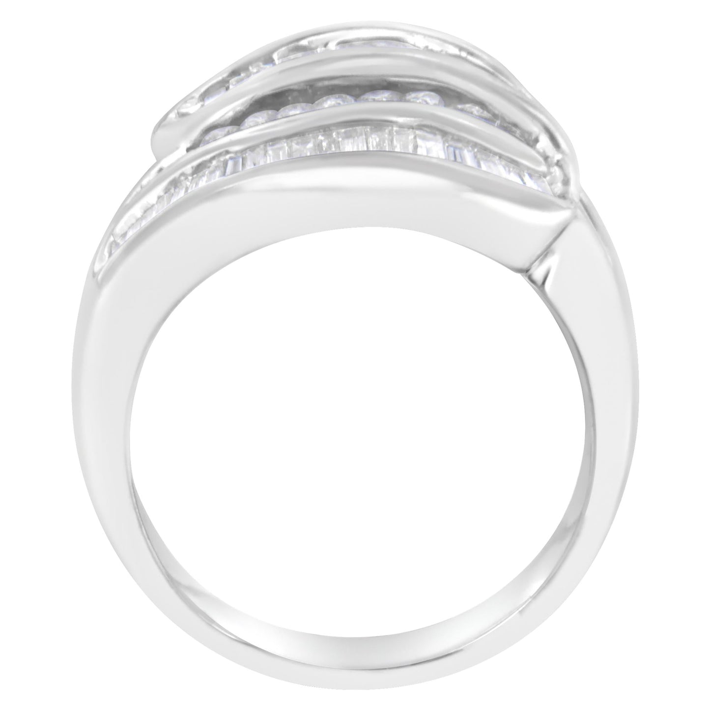 14KT White Gold Diamond Bypass Band Ring (1 cttw H-I Color SI1-SI2 Clarity) - 7