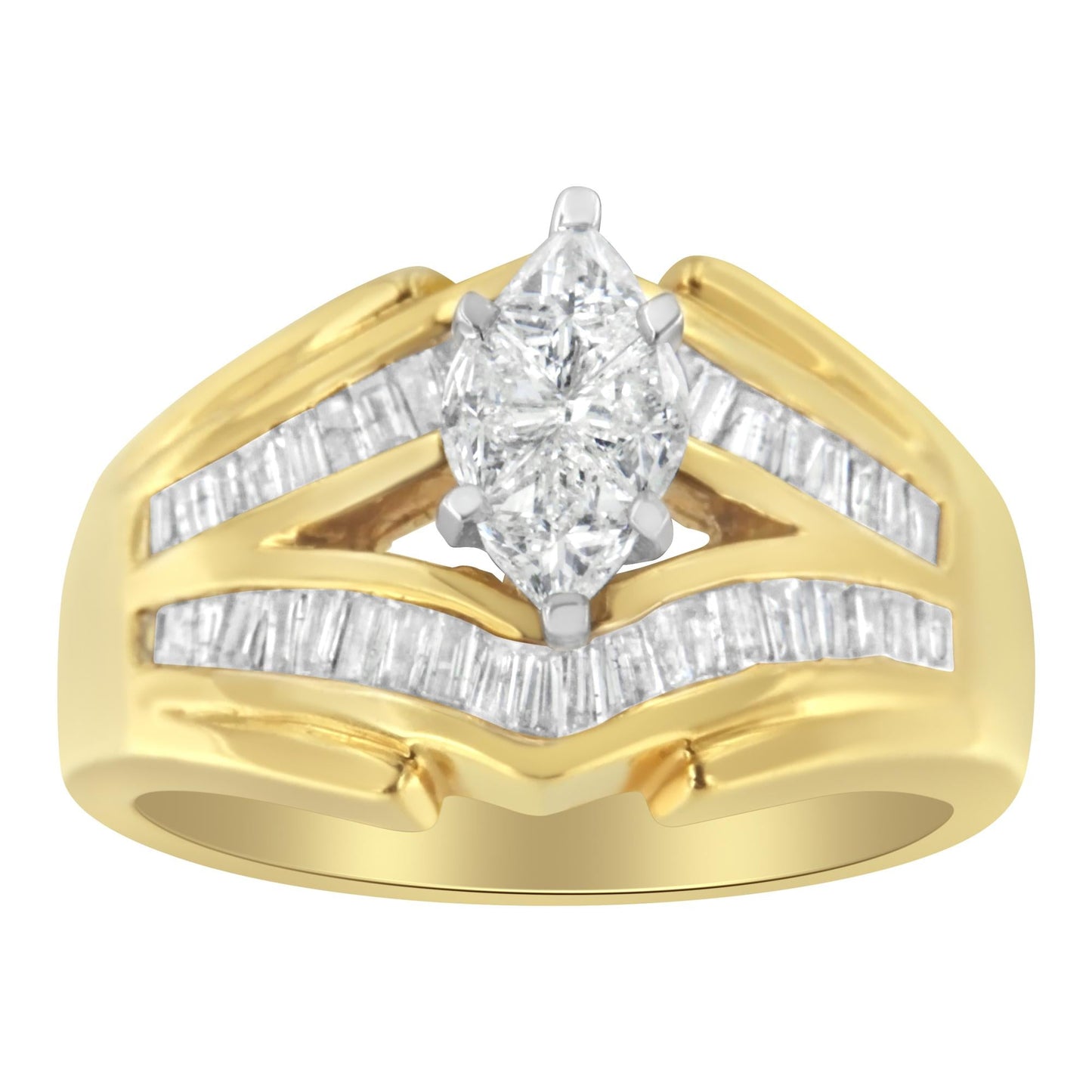 14KT Two-Toned Gold Diamond Cocktail Ring (1 cttw H-I Color SI1-SI2 Clarity)