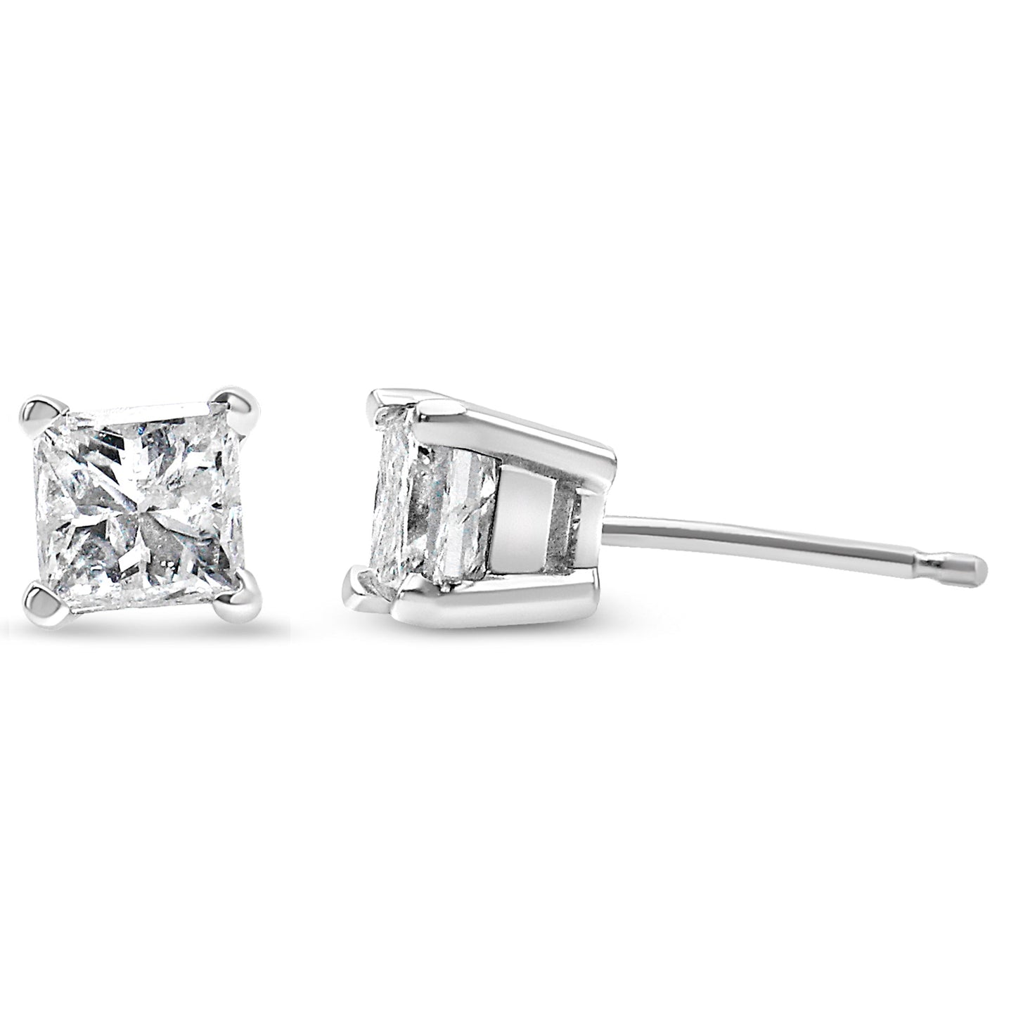 AGS Certified 14k White Gold 1.0 Cttw 4-Prong Set Princess-Cut Solitaire