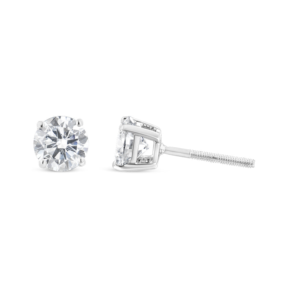 14k White Gold Solitaire Diamond Stud Earrings (1.5 cttw H-I Color SI1-SI2