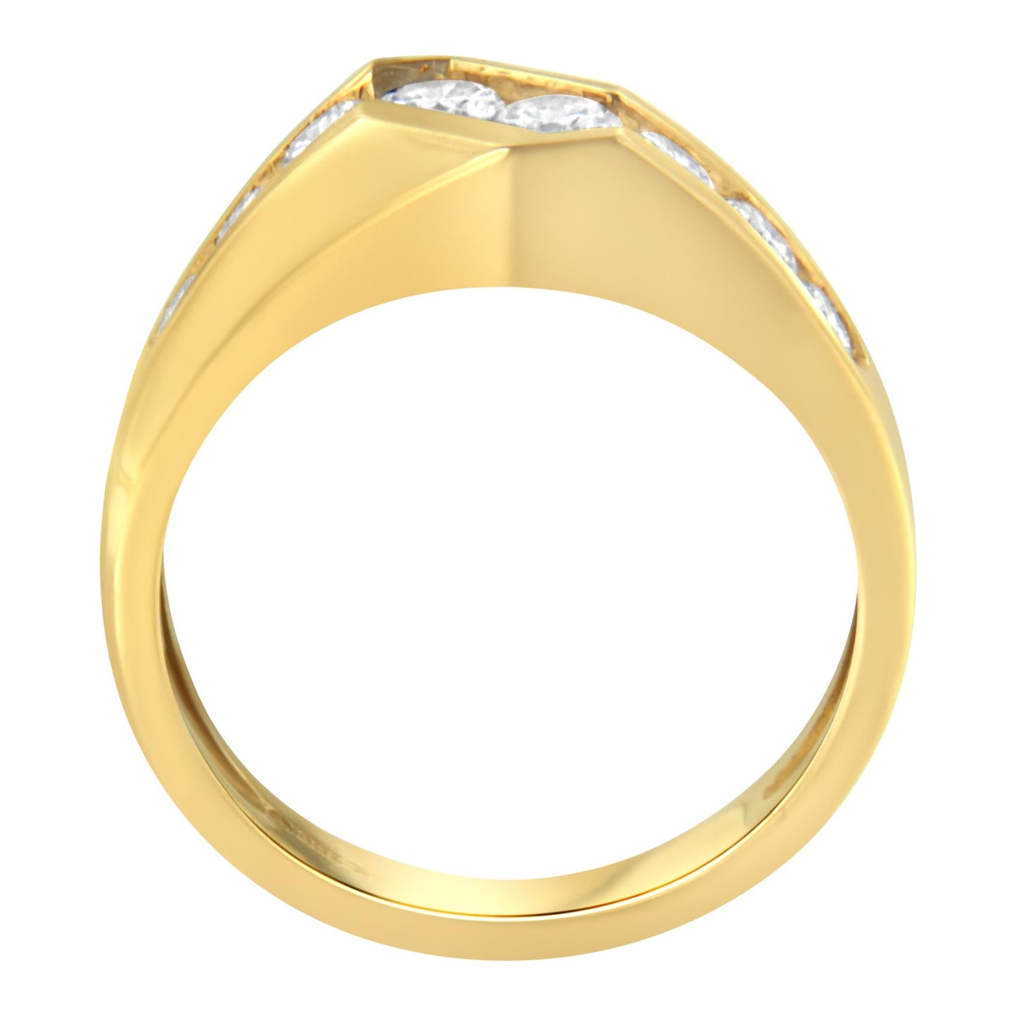 14KT Yellow Gold Men’s Round Cut Diamond Ring (1 cttw H-I Color SI2-I1