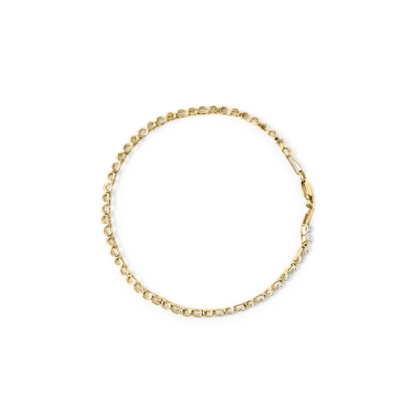 10K Yellow Gold 1.00 Cttw Round-Cut Diamond Link Bracelet (I-J Color I3-Promo