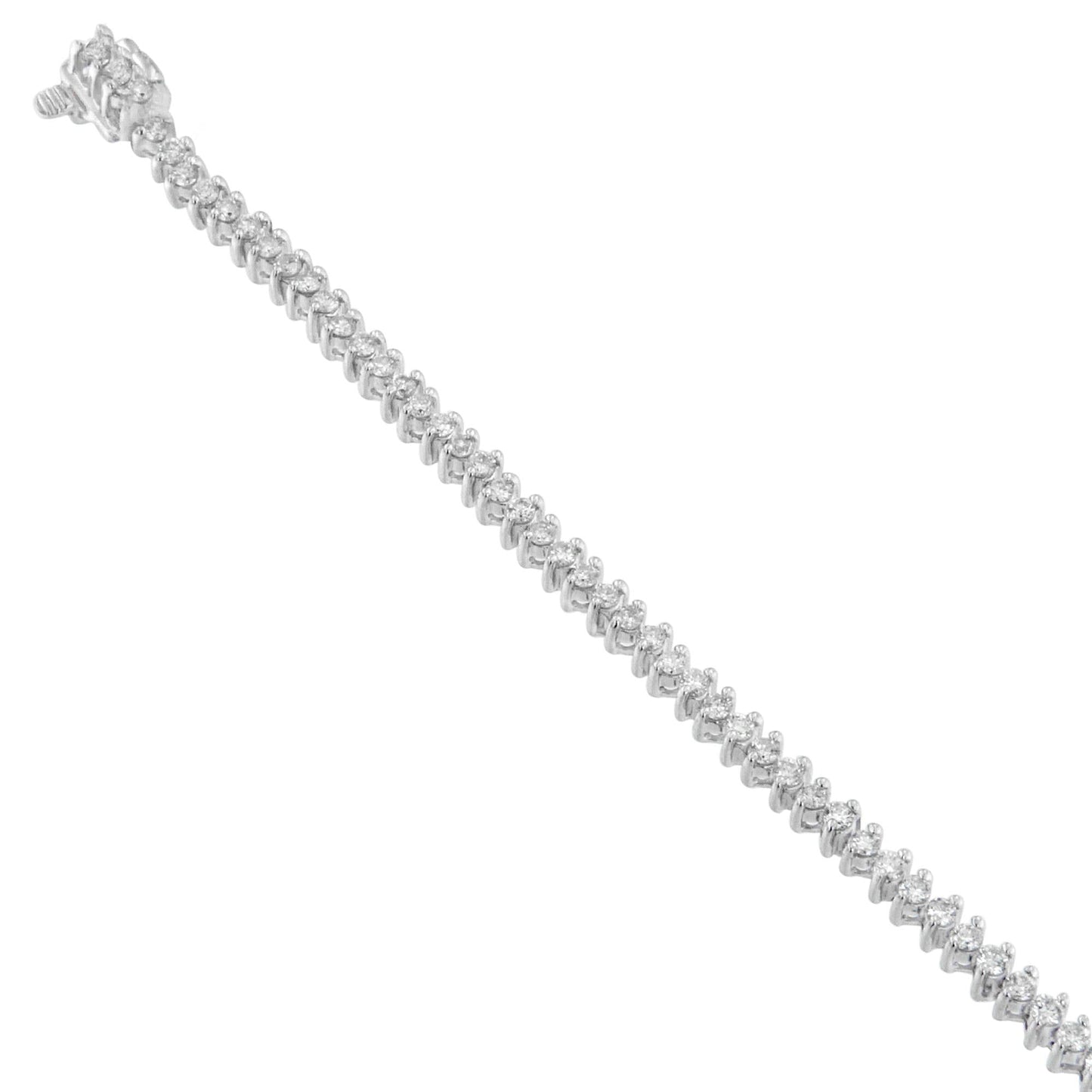 14K White Gold Round Cut Diamond Tennis Bracelet (2.00 cttw H-I Color SI2-I1