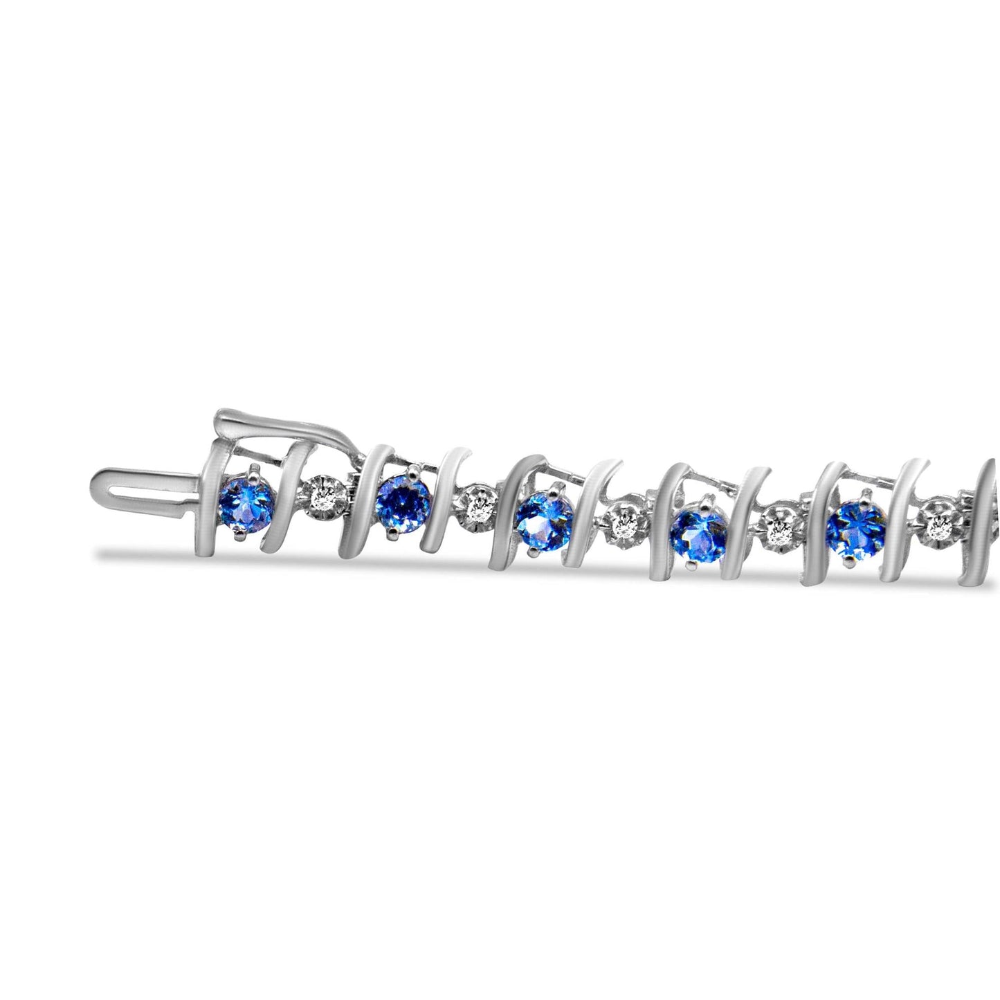 .925 Sterling Silver Lab-Grown Birthstone and 1/6 Cttw Round Diamond Tennis