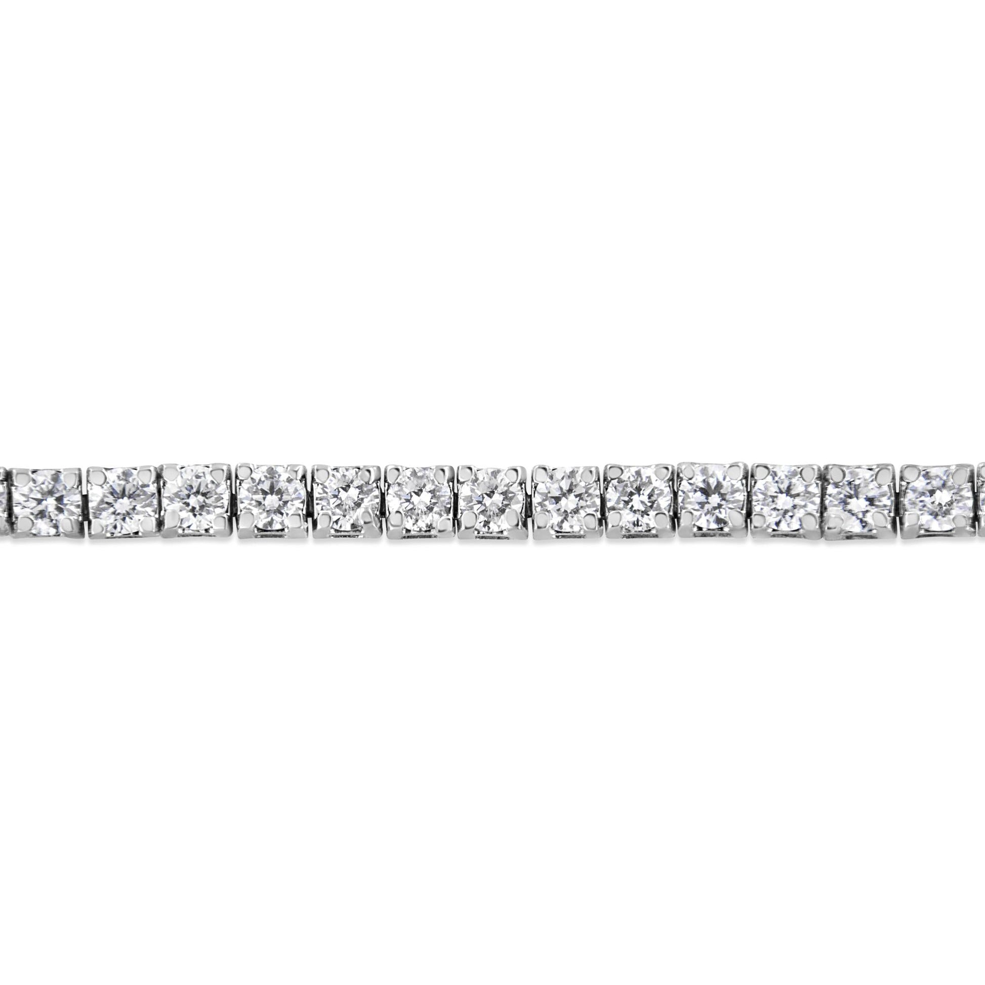 14K White Gold 4-Prong Set Lab Grown Round Diamond Classic Tennis Bracelet (F-G