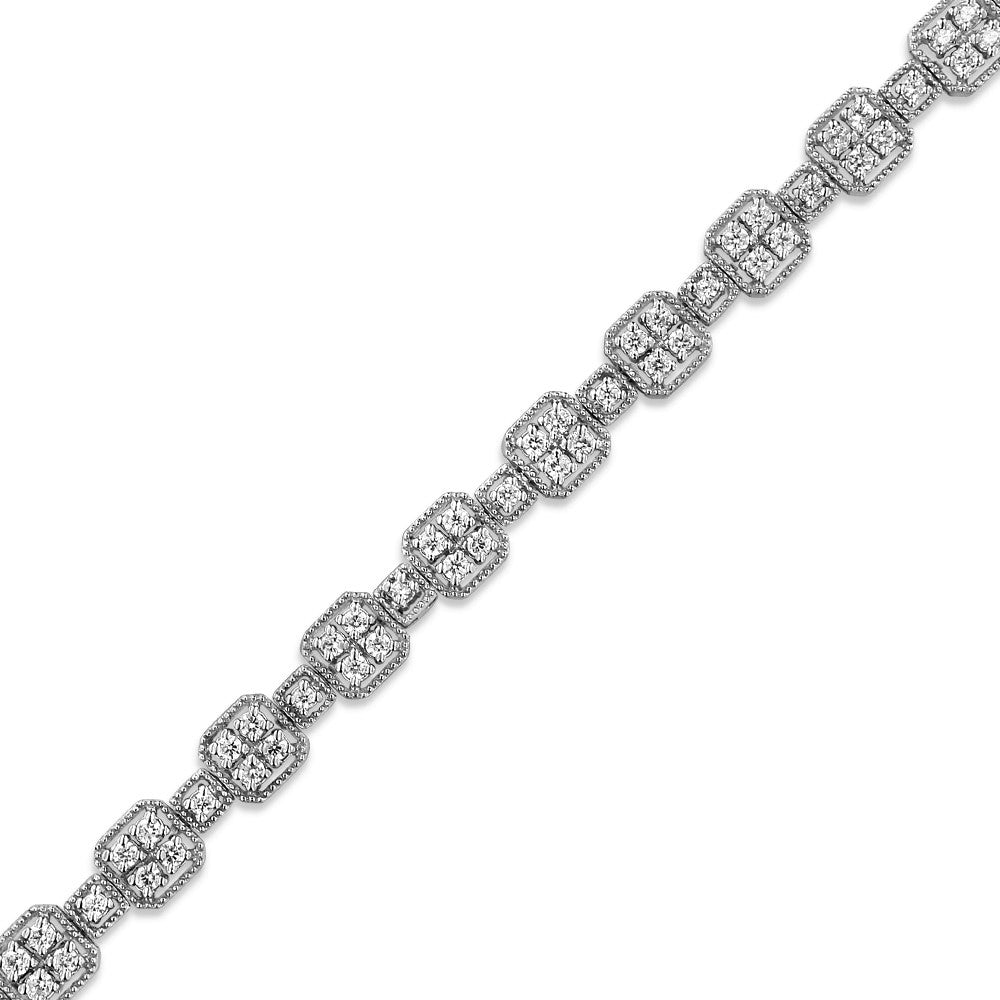 10K Gold 2.0 Cttw Diamond Square Link Bracelet (J-K Color I2-I3 Clarity) - Size