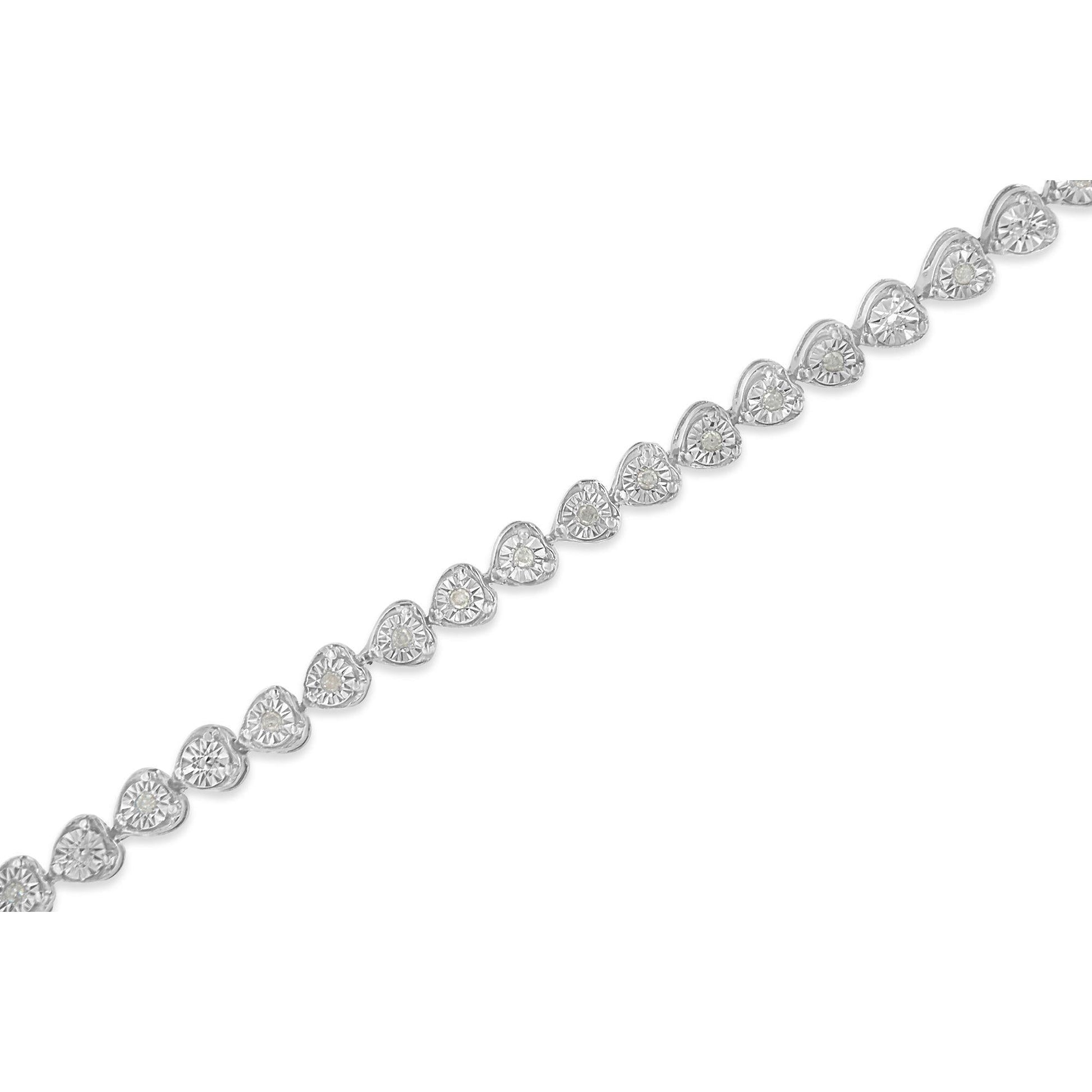 Sterling Silver Diamond Heart Tennis Link Bracelet (1/4 cttw I-J Color I3