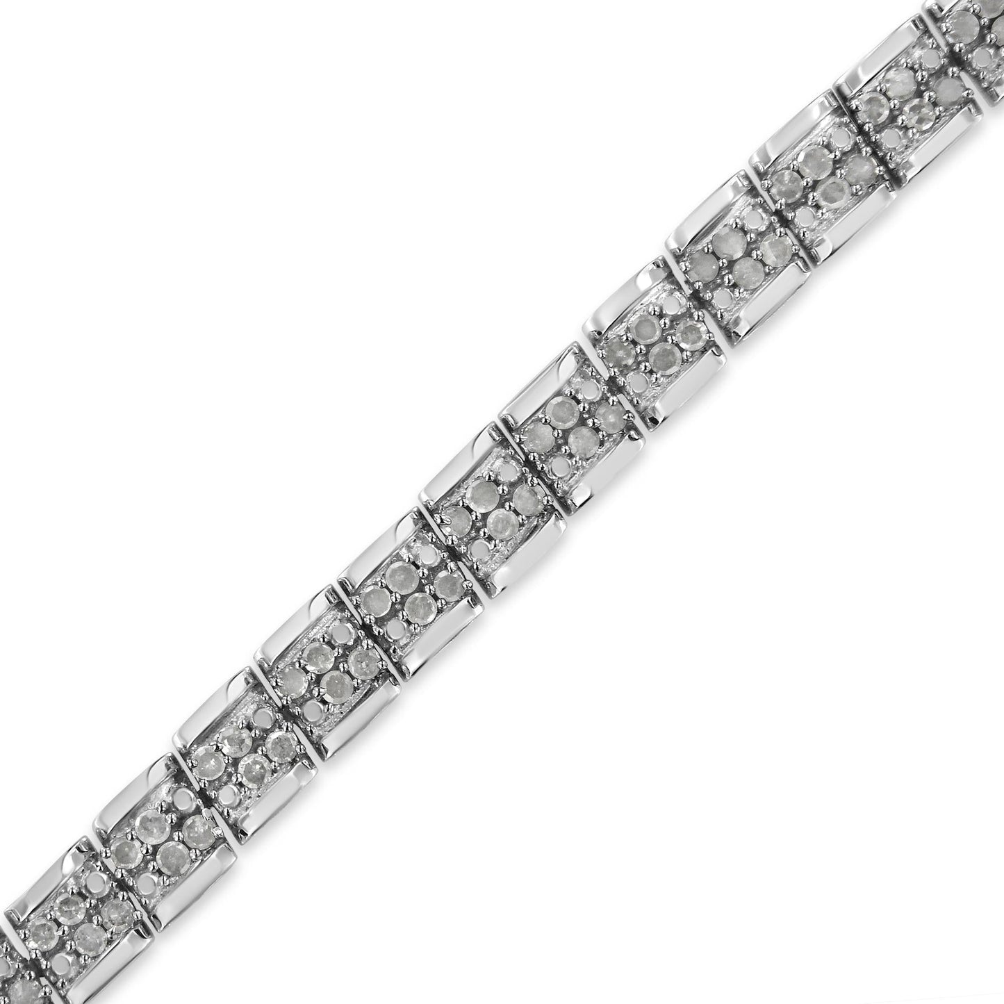 .925 Sterling Silver 2.0 Cttw Diamond 7’’ Round Miracle Plate Link Bracelet