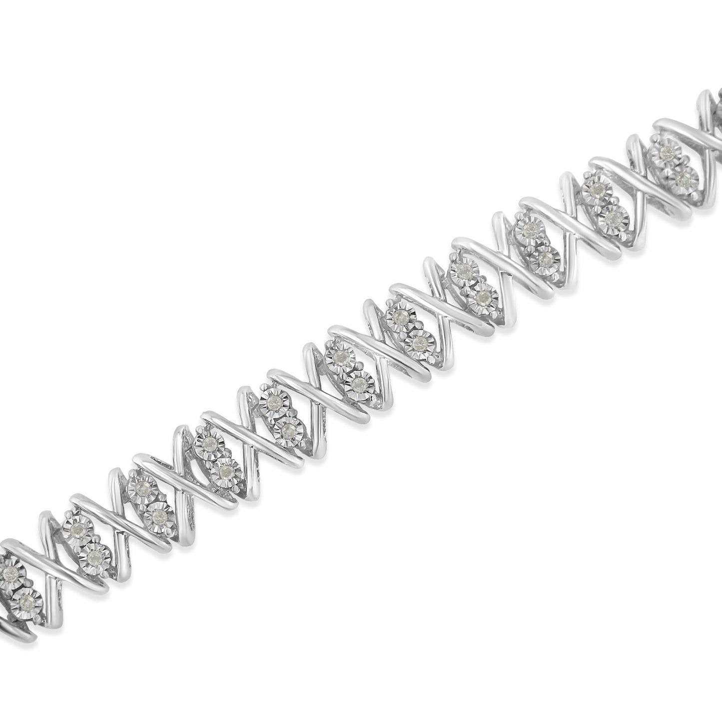 Sterling Silver rose-cut Diamond X-Link Bracelet (1 cttw I-J Color I2-I3