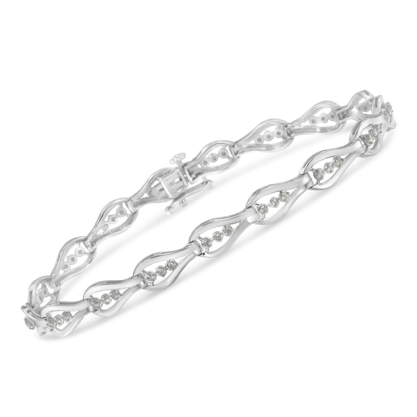 Sterling Silver Diamond Link Bracelet (0.5 cttw I-J Color I3 Clarity)