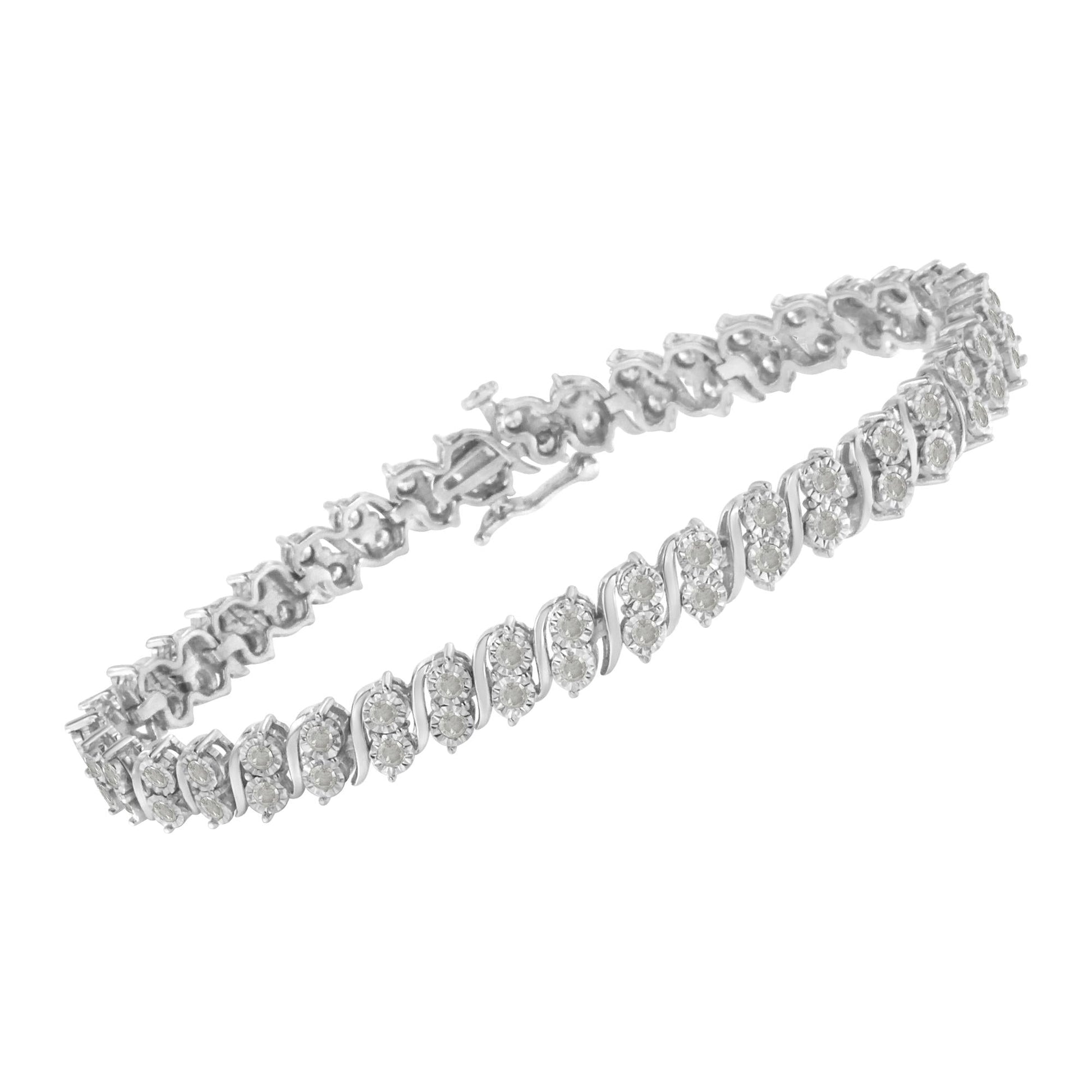 .925 Sterling Silver 2.0 Cttw Diamond S- Link Tennis Bracelet (I-J Color I3