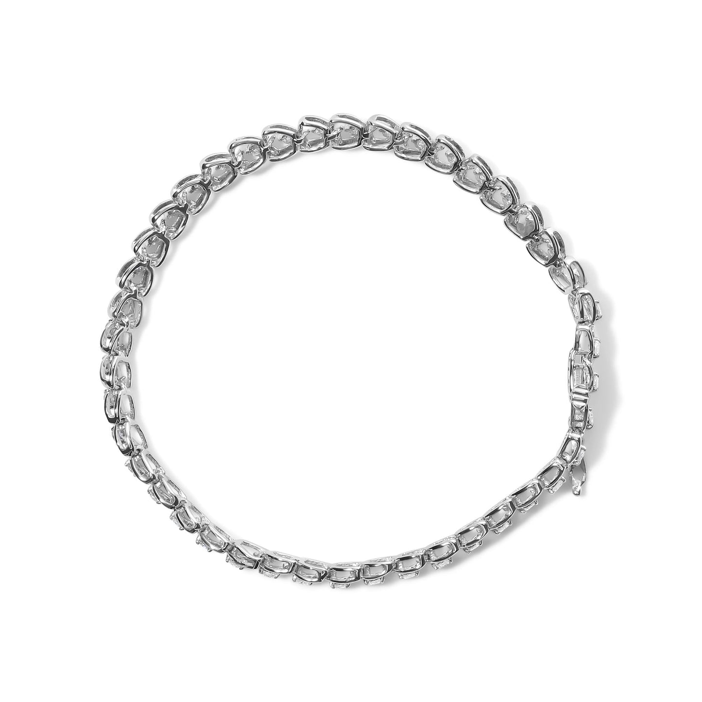 .925 Sterling Silver 1.00 Cttw Diamond C-Shaped Link Bracelet (I-J Color I3