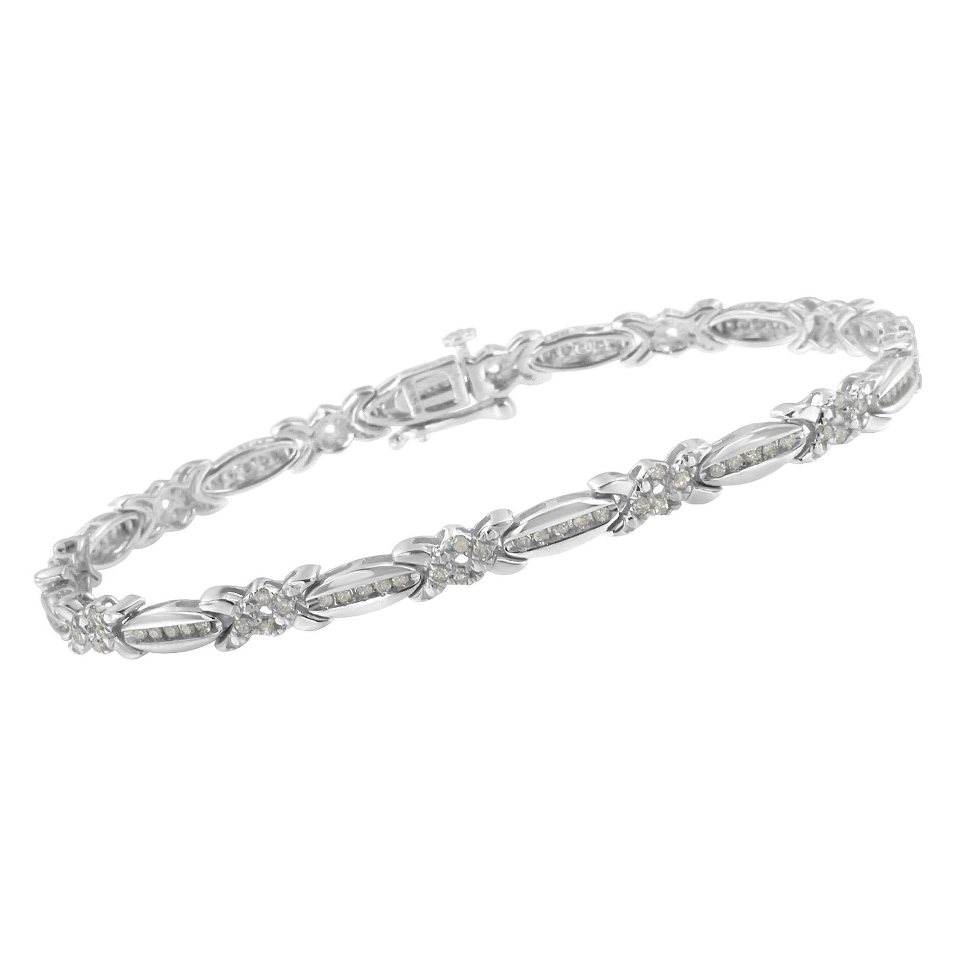 Sterling Silver Diamond X-Link Tennis Bracelet (1 cttw I-J Color I3 Clarity)