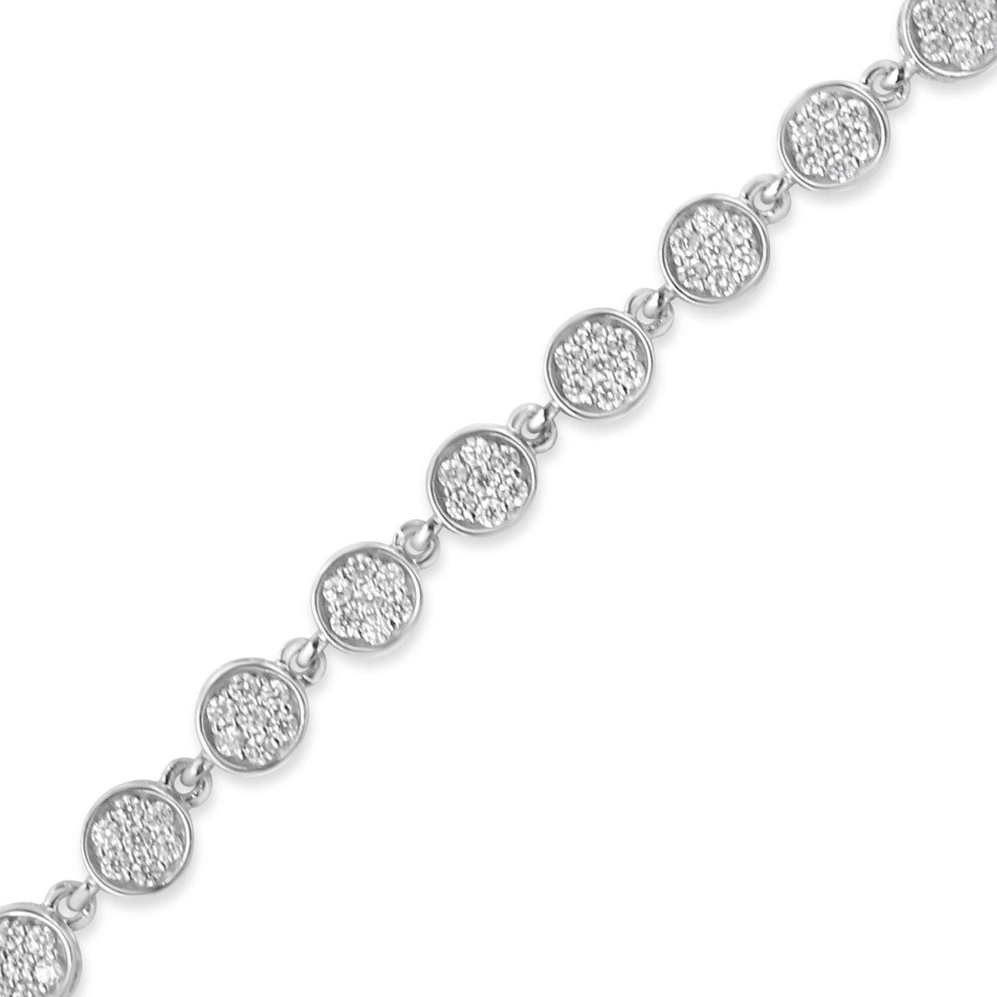 .925 Sterling Silver 2.0 Cttw Round Diamond Link Bracelet (G-H Color I1-I2