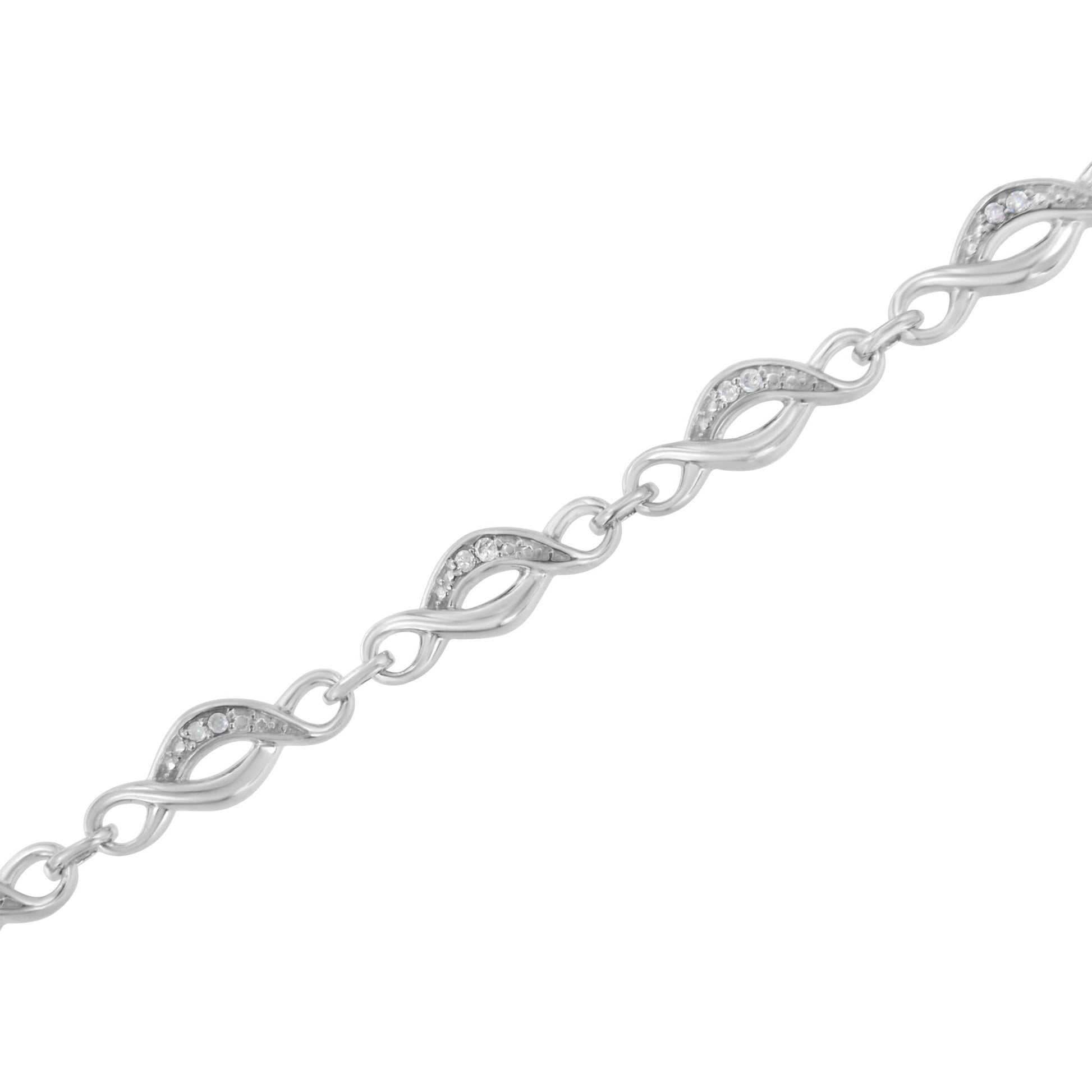 .925 Sterling Silver Prong Set Round-Cut Diamond Accent Infinity Link Bracelet