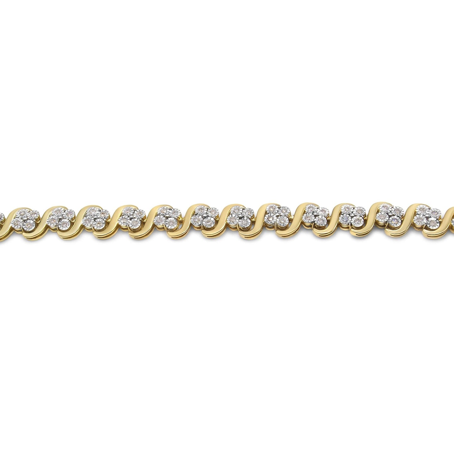 10K Yellow Gold Plated.925 Sterling Silver 1.0 Cttw Diamond ’S’ Link