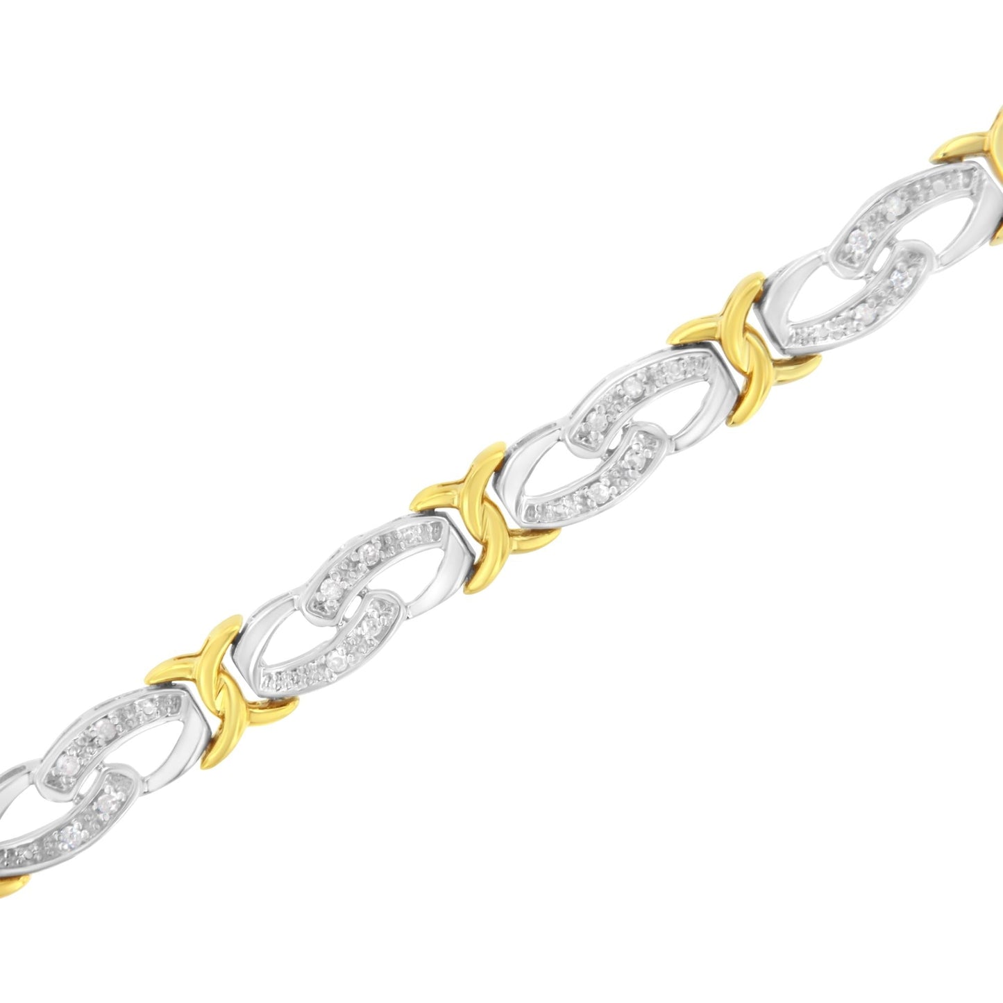 10k Yellow Gold Plated Sterling Silver 1/4 cttw Diamond Infinity and X Link