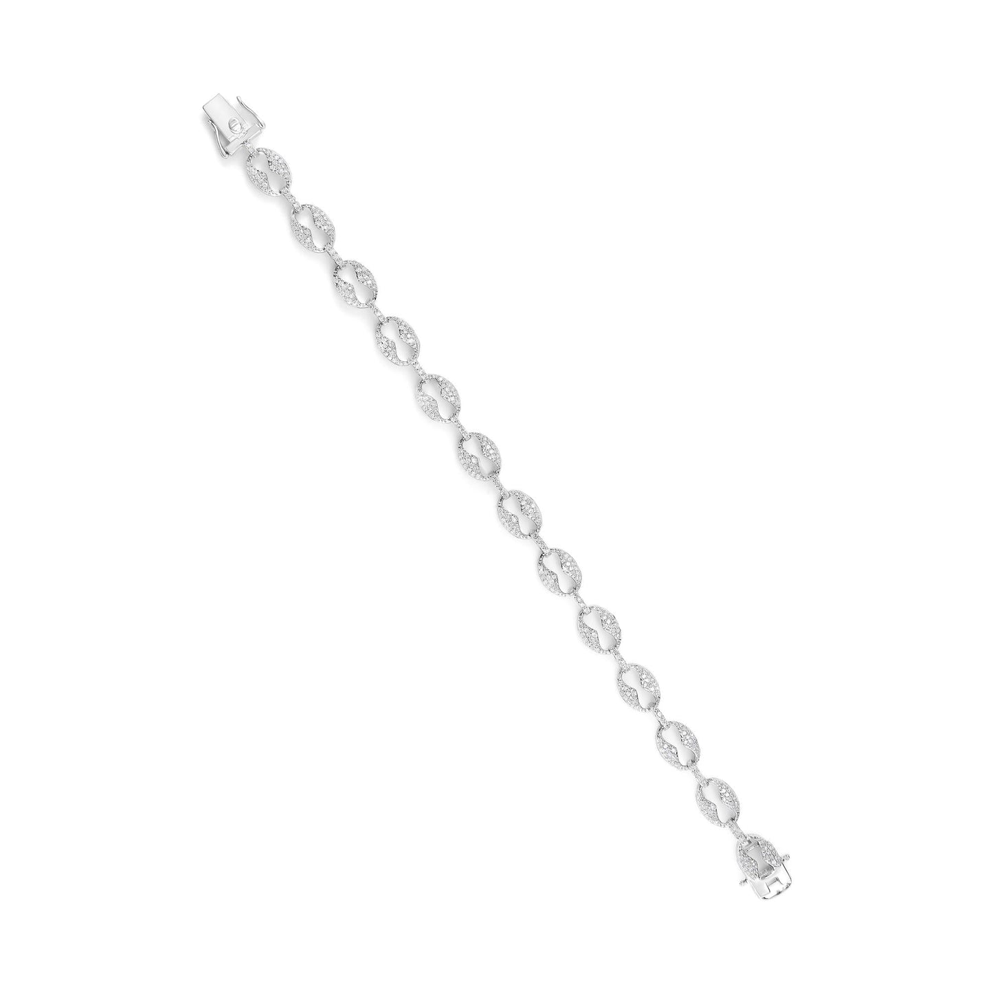 14K White Gold 1 1/2 Cttw Round Diamond Set Link Bracelet (I-J Color I1-I2