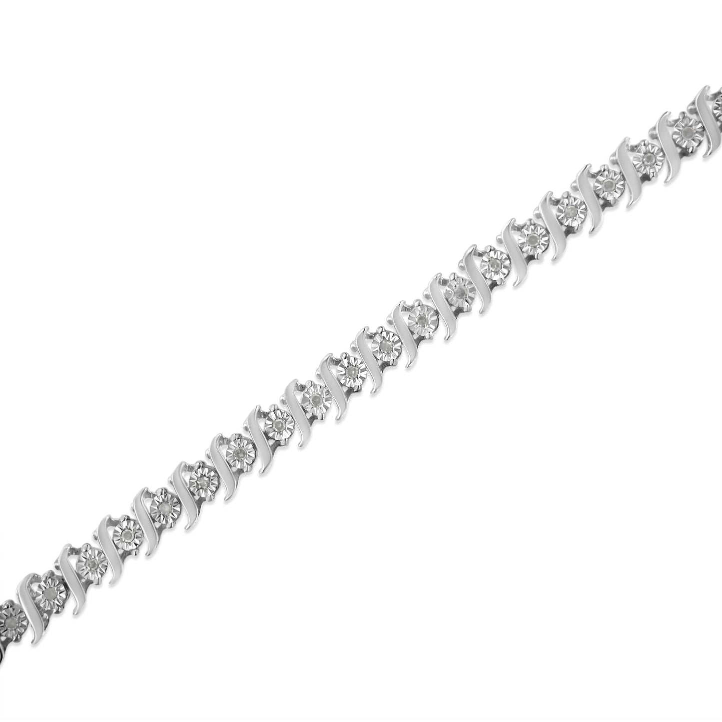 .925 Sterling Silver 1/4 Cttw Diamond Miracle-Set ’S’ Link Tennis Bracelet