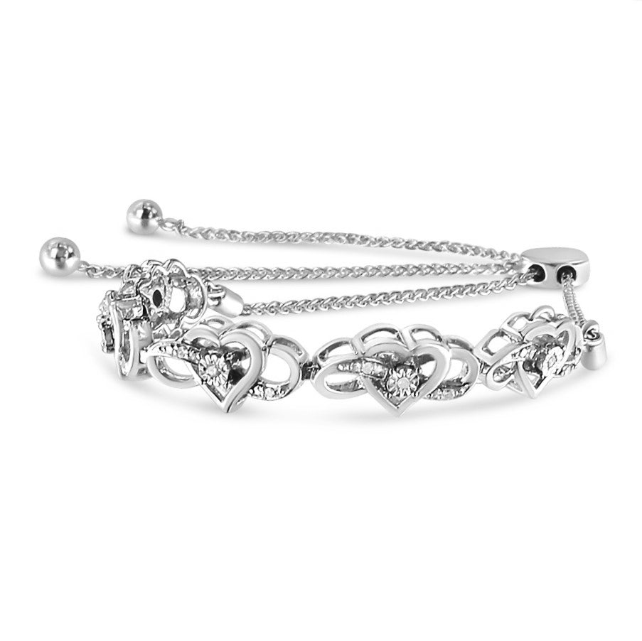 .925 Sterling Silver Diamond Accent Interlocking Infinity and Heart 4”-10”