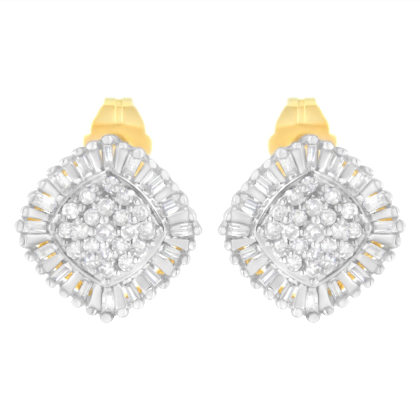 10K Yellow Gold 1/2 cttw Diamond Cluster Cocktail Stud Earrings (I-J I1-I2)