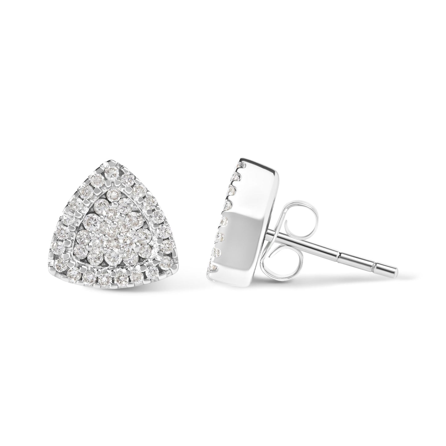 14K White Gold 1/2 cttw Trillion Shaped Diamond Stud Earrings (H-I Clarity