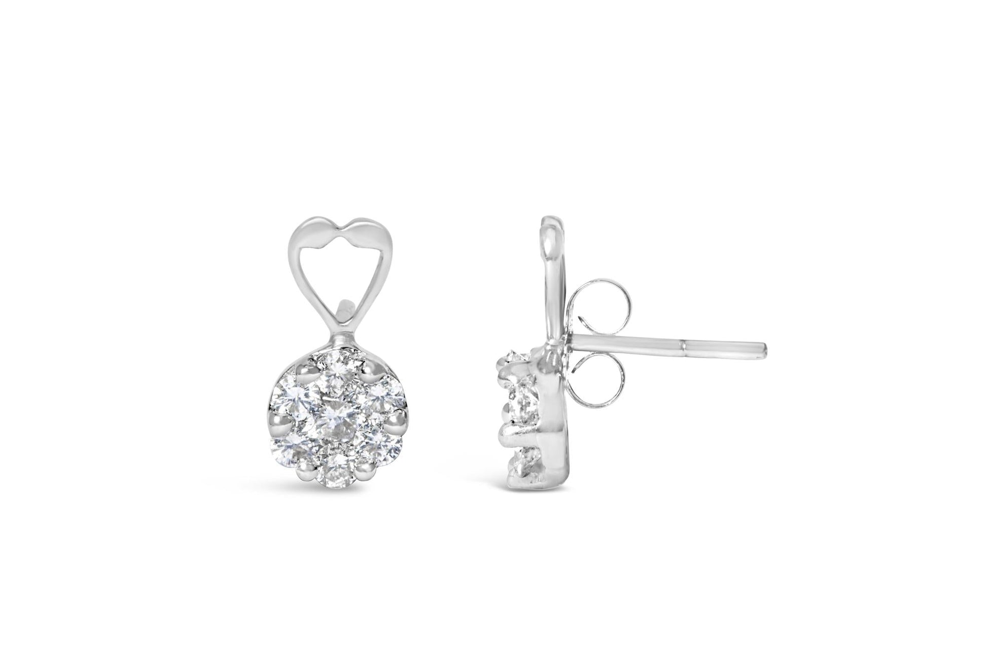 14K White Gold 1 1/4 cttw Round Cut Diamond Earrings (H-I I1-I2)