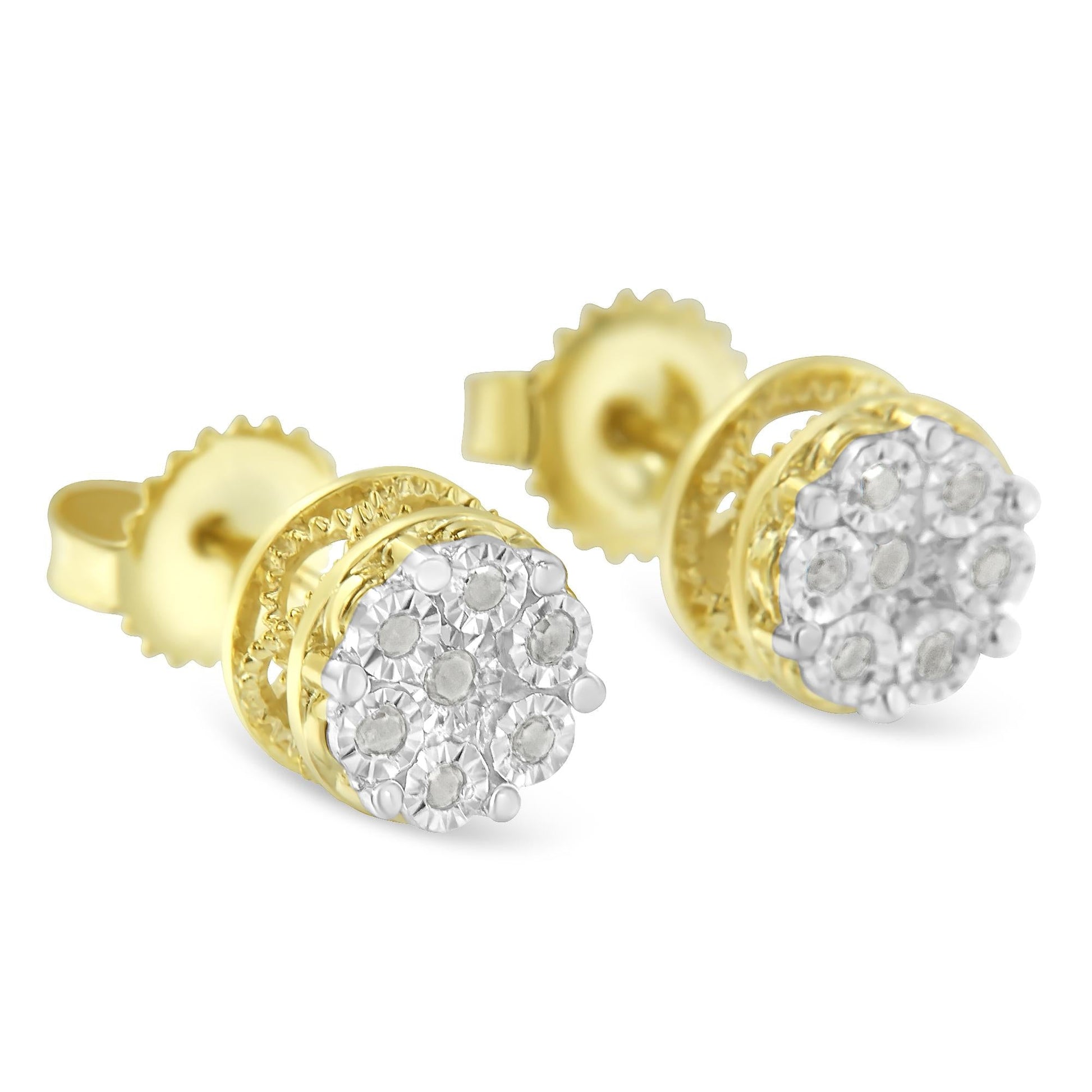 10K Yellow Gold over.925 Sterling Silver 1/7 Cttw Rose-Cut Miracle-Set Diamond