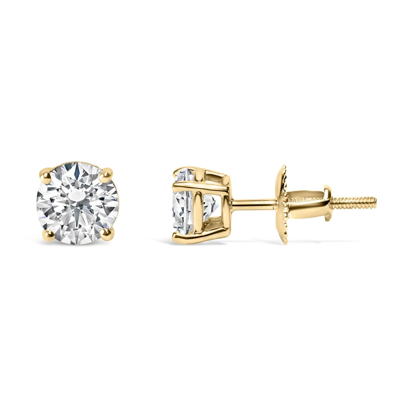 14K Gold 2.00 Cttw Lab Grown Round Brilliant-Cut Diamond Classic 4-Prong Stud