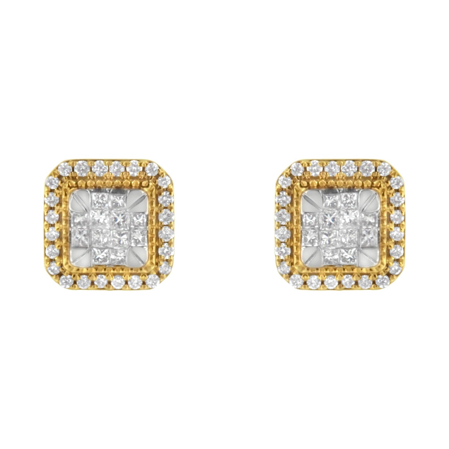 10KT Yellow Gold Diamond Stud Earrings (1/2 cttw H-I Color SI2-I1 Clarity)